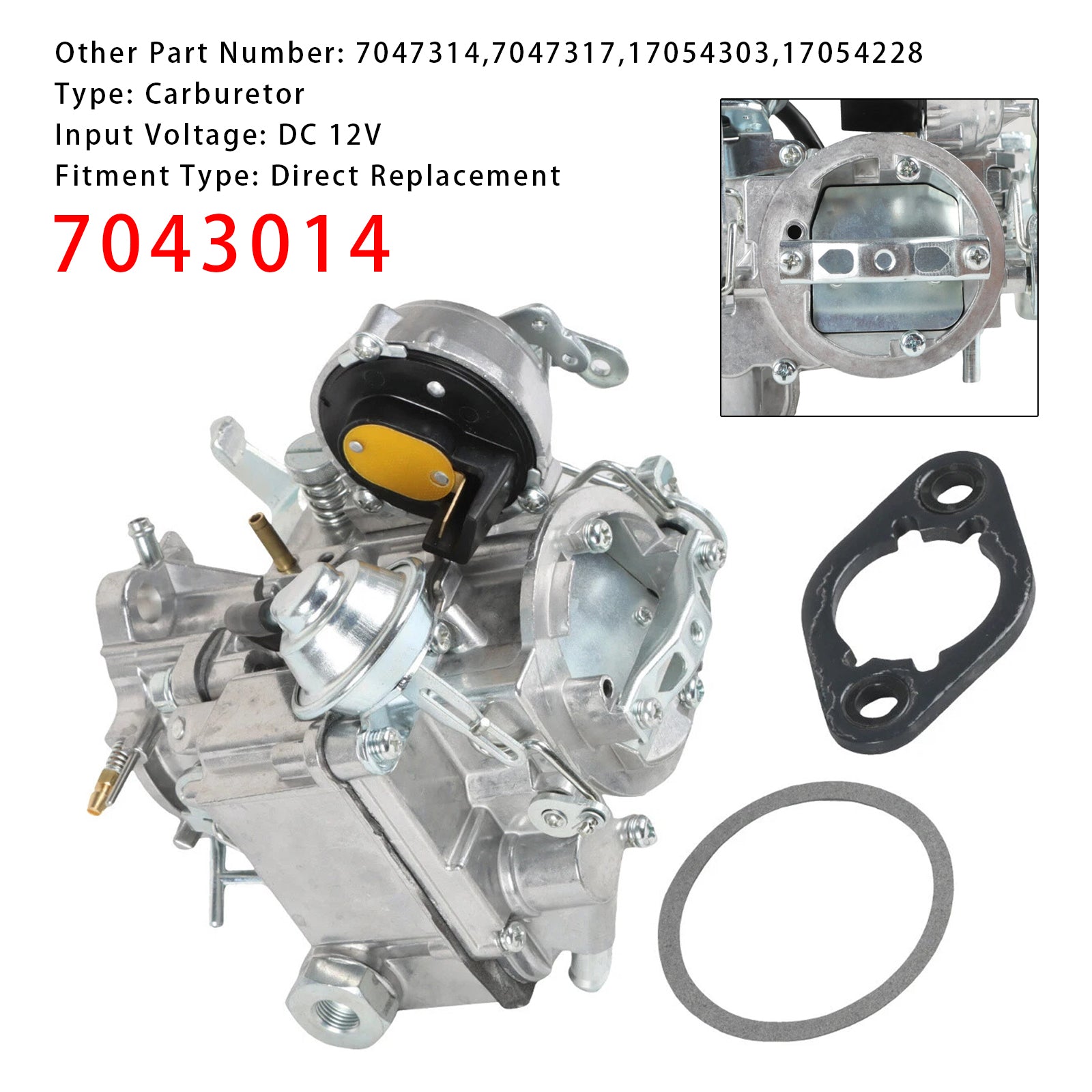 Forgasser med pakninger 7043014 for Chevy & GMC L6 motorer - 4,1L 250 & 4,8L 292