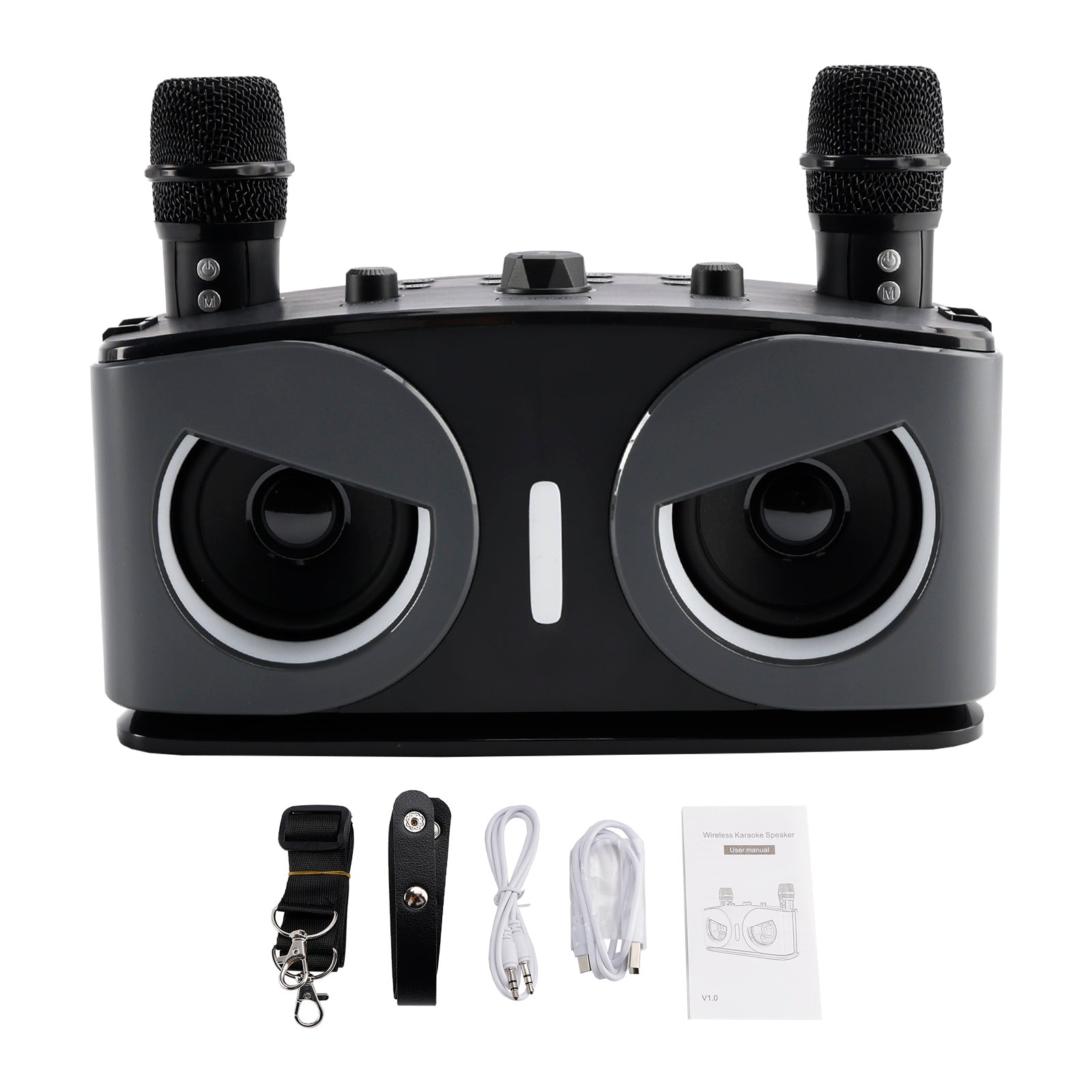 Wireless Bluetooth Speaker High Power Dual Microphone Karaoke All-in-One Audio