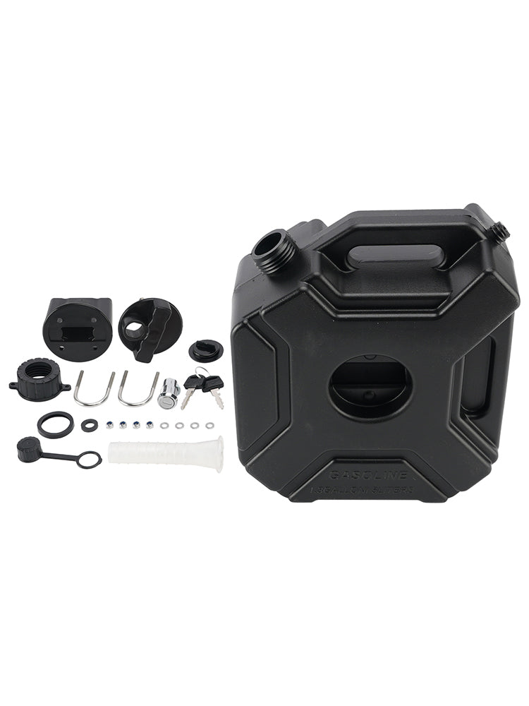 LOCKABLE MOTORCYCLE 5L OIL CAN FUEL CONTAINER RESERVE CANISTER W/HOLDER BLACK