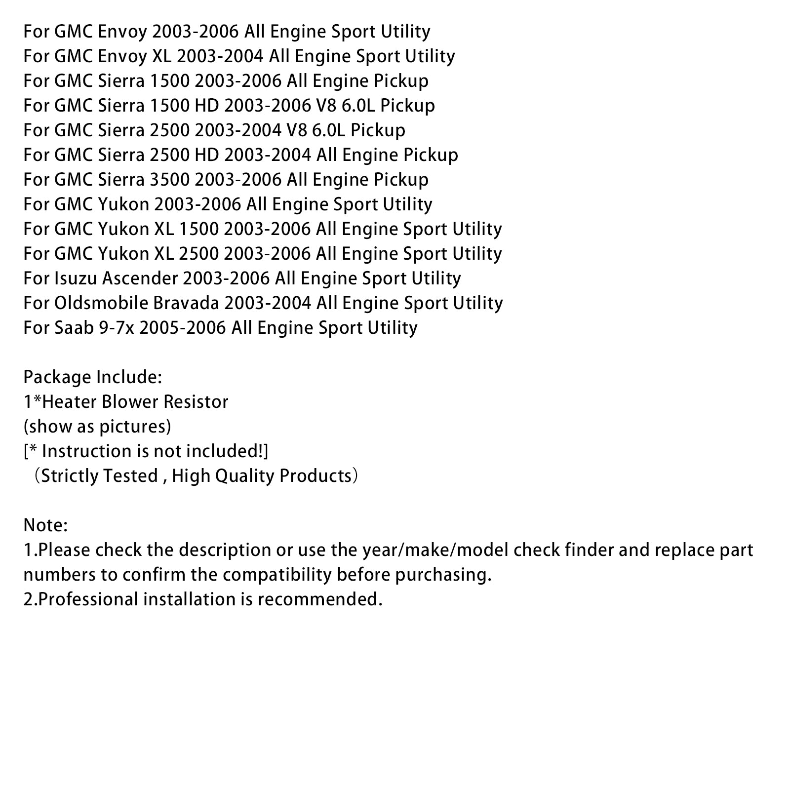 HVAC Heater Blower Regulator Resistor 1581773 For Chevy Impala 2000-2013