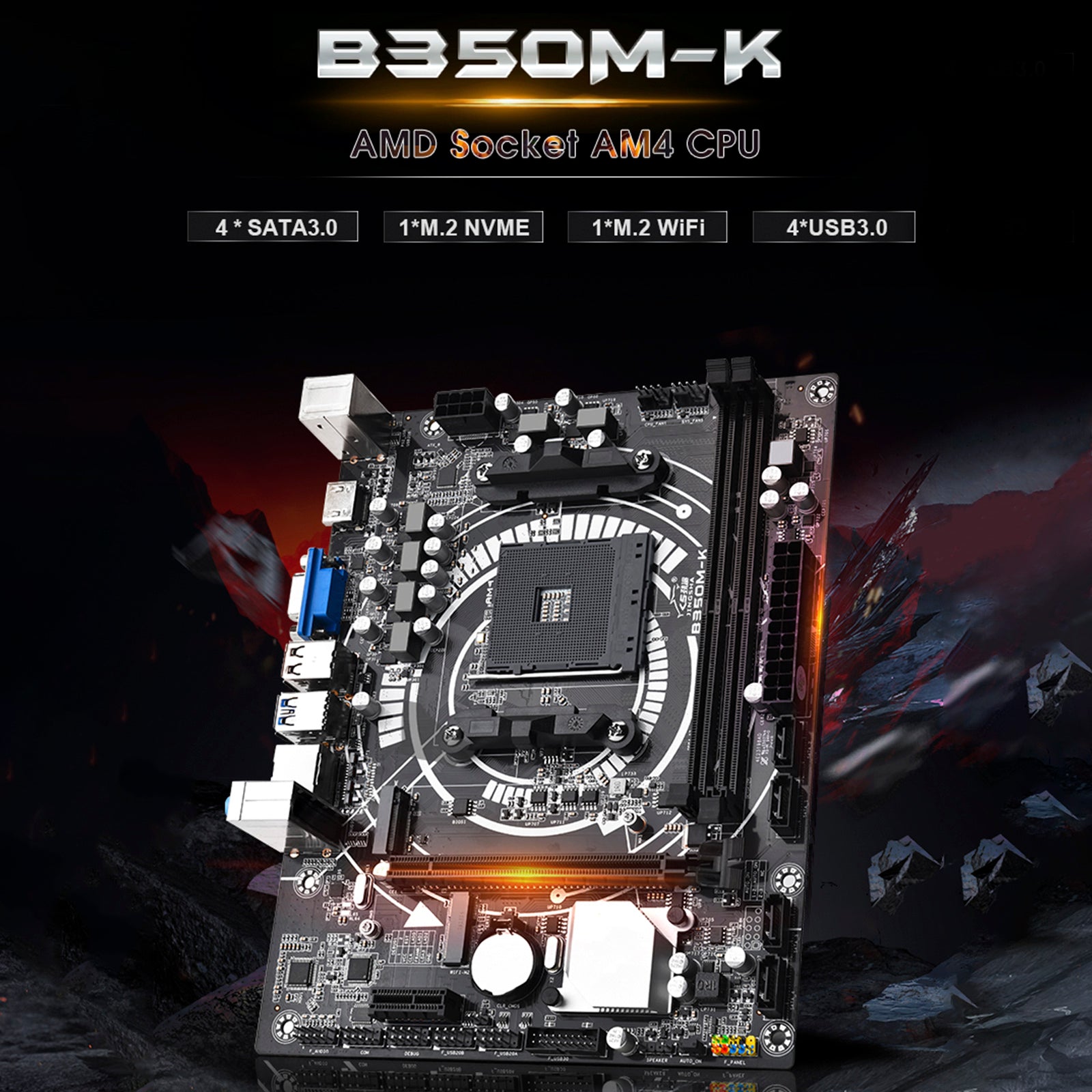 B350M-K Computer Moederbord Desktop DDR4 AM4 CPU WIFI NVME Gigabit netwerkkaart