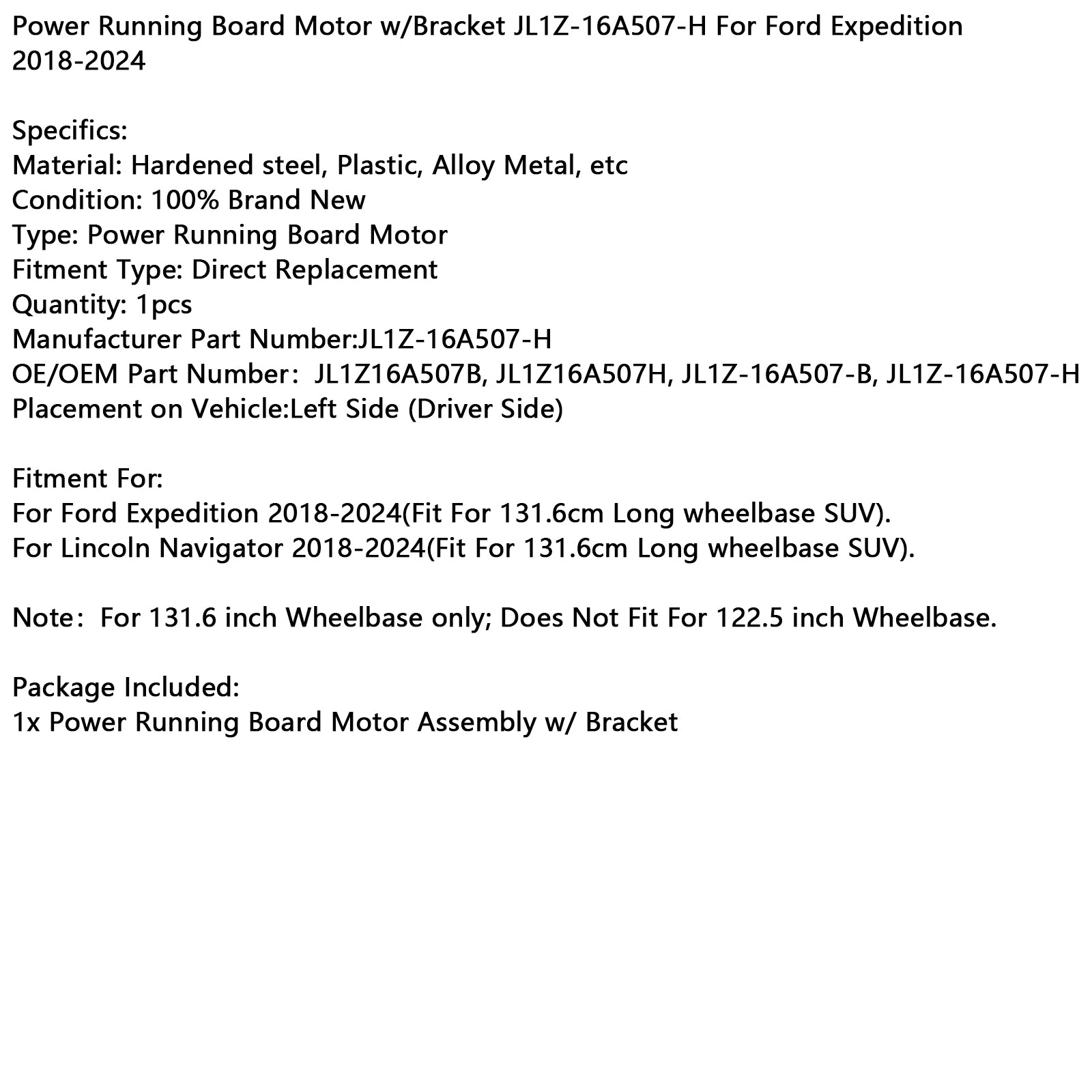 Moteur de marchepied électrique Lincoln Navigator 2018-2024 avec support JL1Z-16A507-H