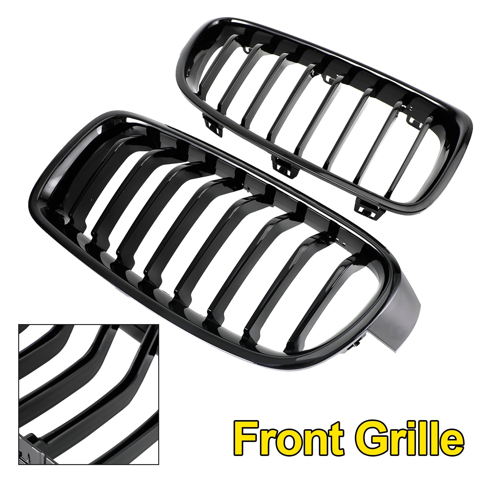 2012-2019 BMW 3-Series F30 Sedan Gloss Black Front Kidney Grill Grille