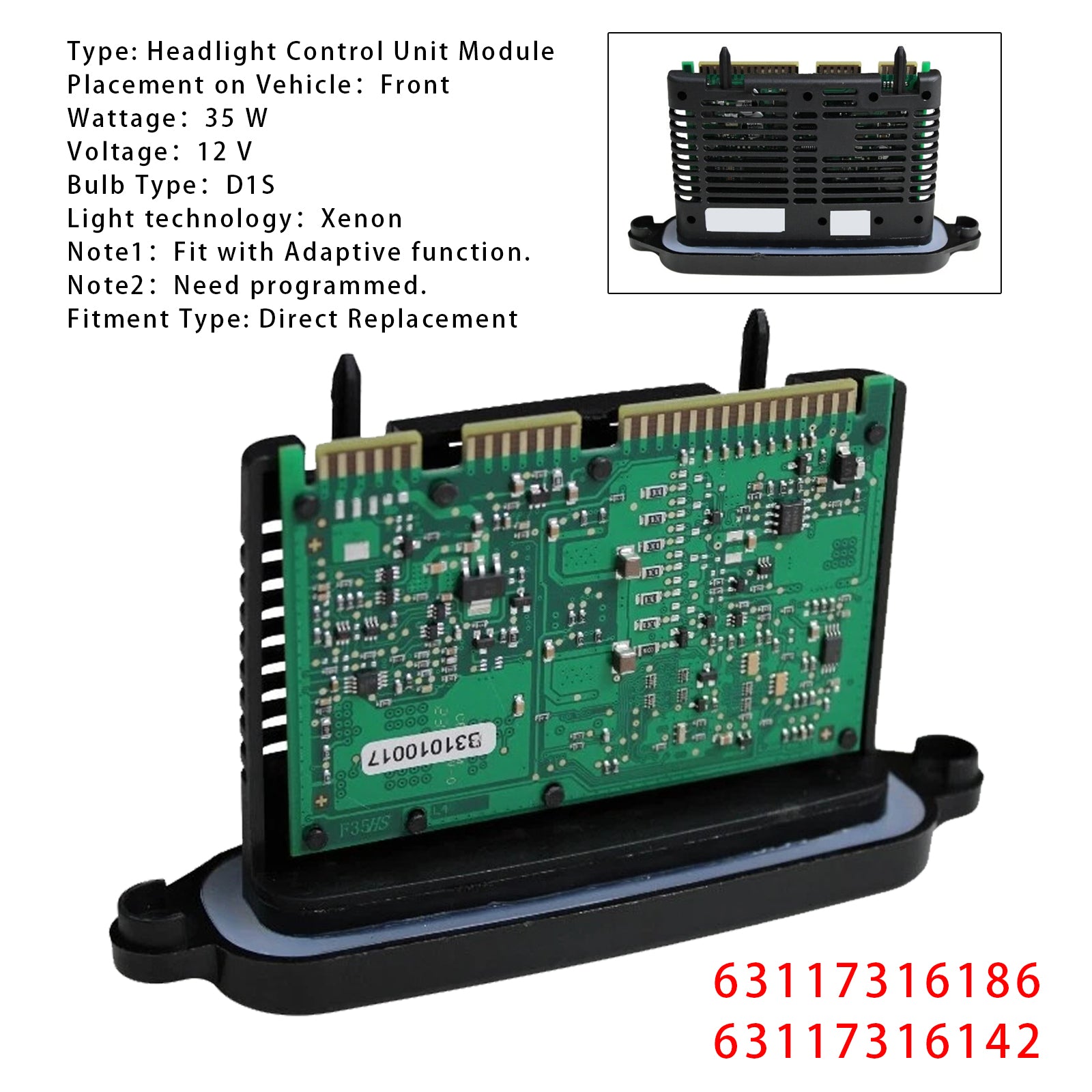 Xenon Adaptive Headlight Control Unit Module Lear TMS 7316186 For BMW 3 F30 F31