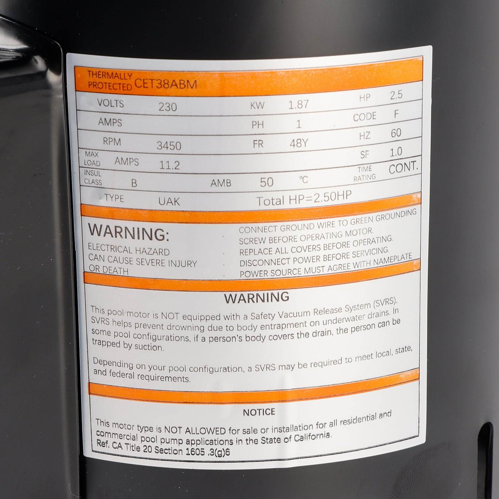 USQ1252 Motor plaveckého bazénu 2,5 HP 230V 48Y SQURE PRÍRAVA S súpravami PS-200