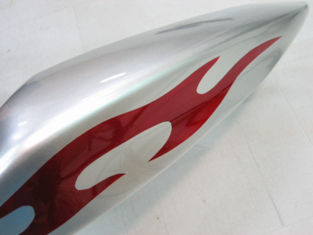 2005-2006 Kawasaki ZX6R 636 Fairings Silver & Red Flame Ninja Racing Generic