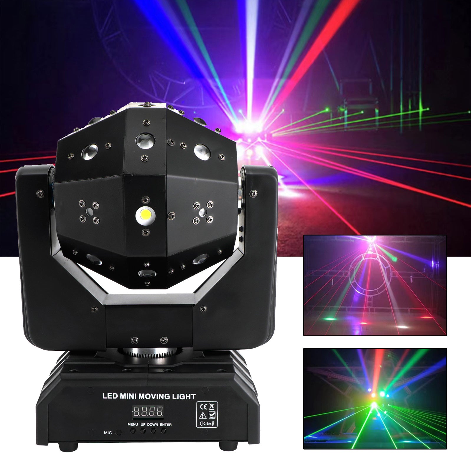 RGBW 3In1 LED Laser Moving Head Scenljus DMX DJ Disco Party Effect Lighting