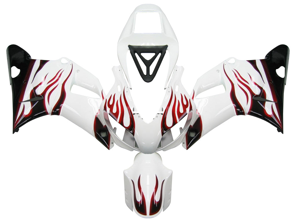 1998-1999 Yamaha YZF-R1 White & Red Flame Racing Fairings Generic