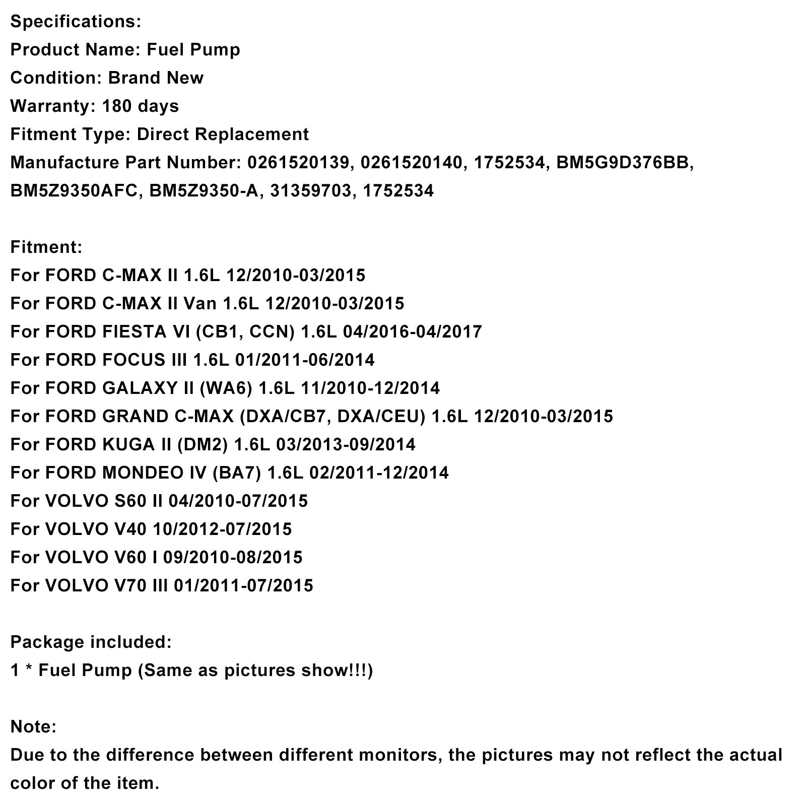 High Pressure Fuel Pump BM5G9D376BB Fit Ford C-Max Fiesta FOCUS III 1752534