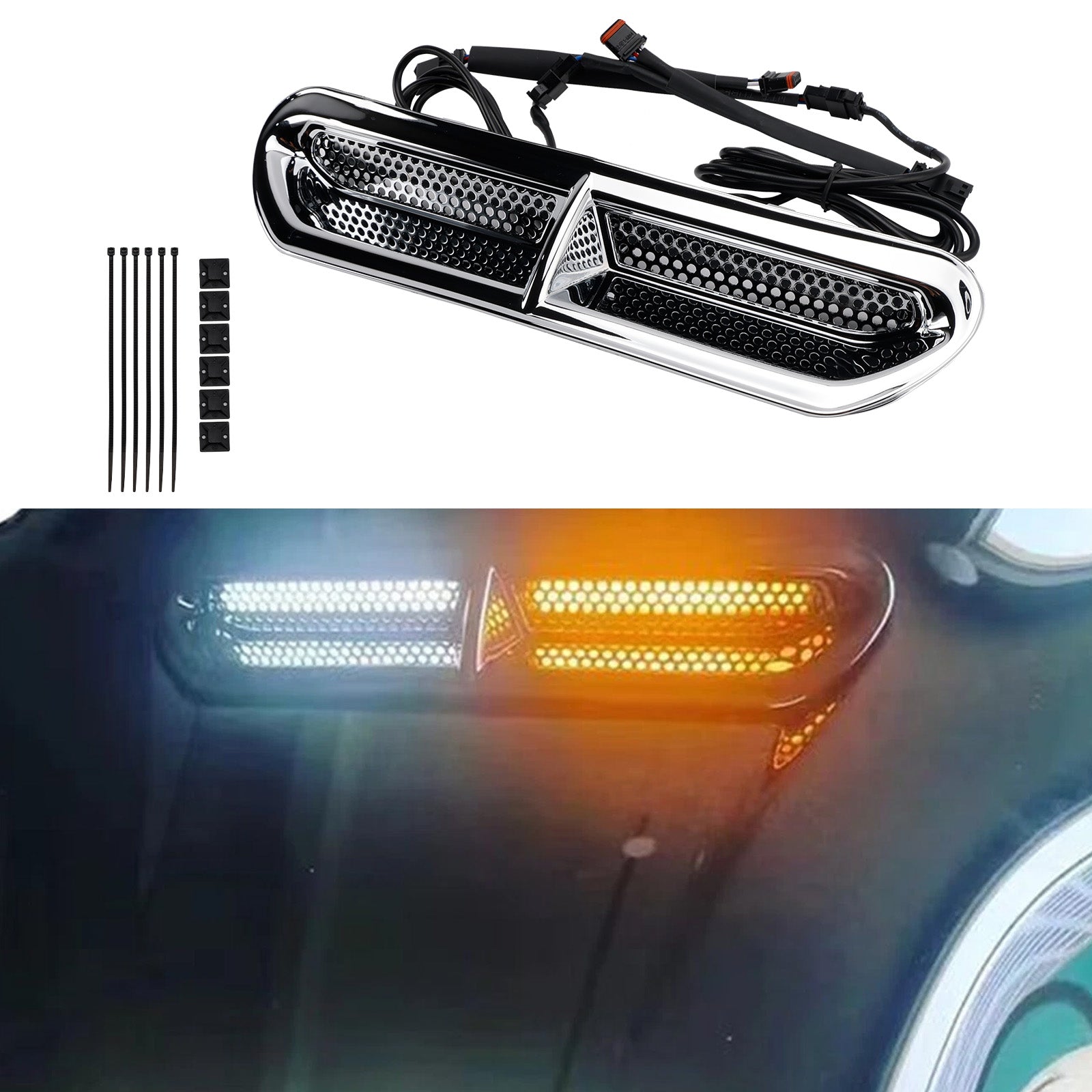 Front Fairing Air Vent LED Light For Touring Street Glide 2014-2024