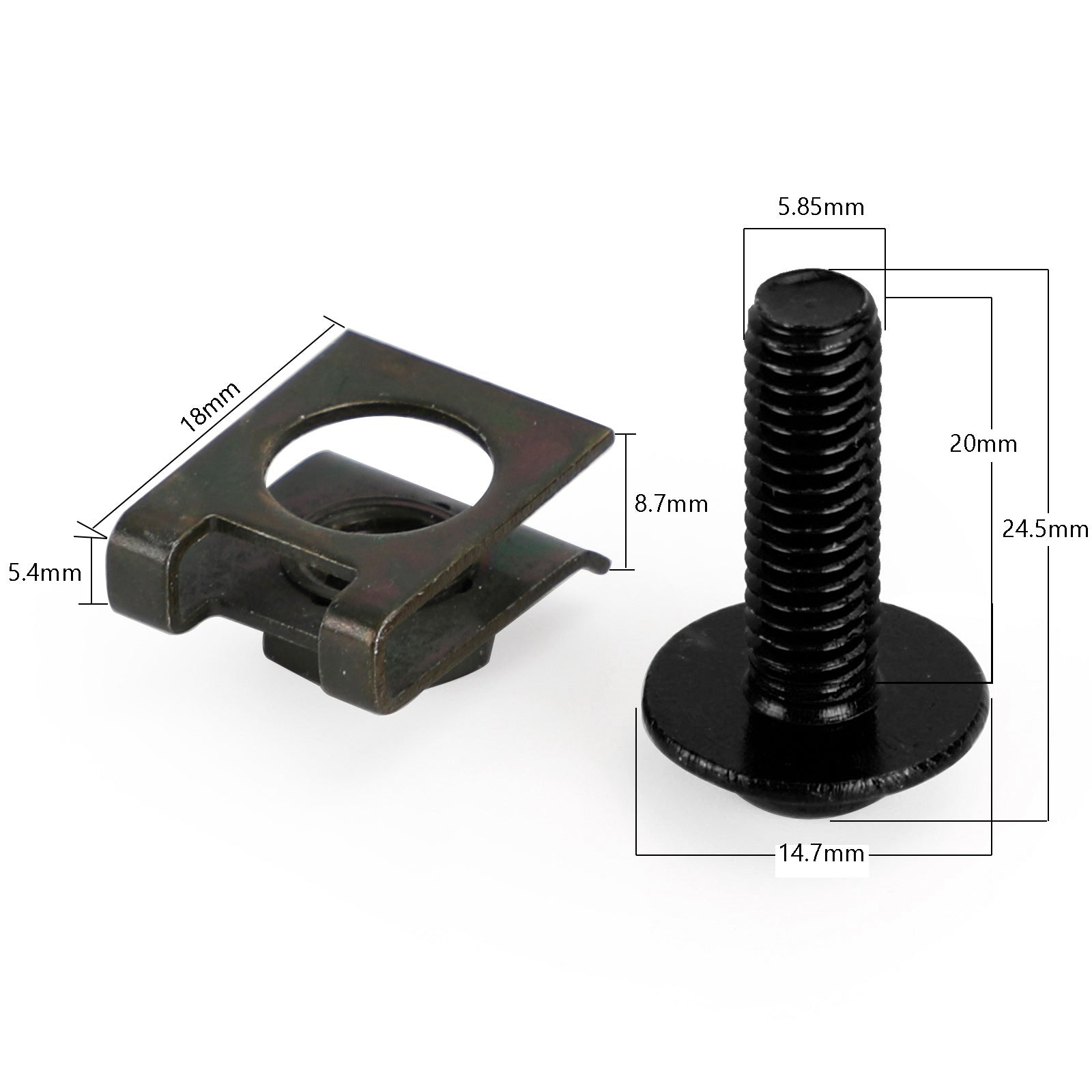 Motorcycle Aluminium Kuipscherm M6x20mm Schroefbouten Clips kit AANTAL 10