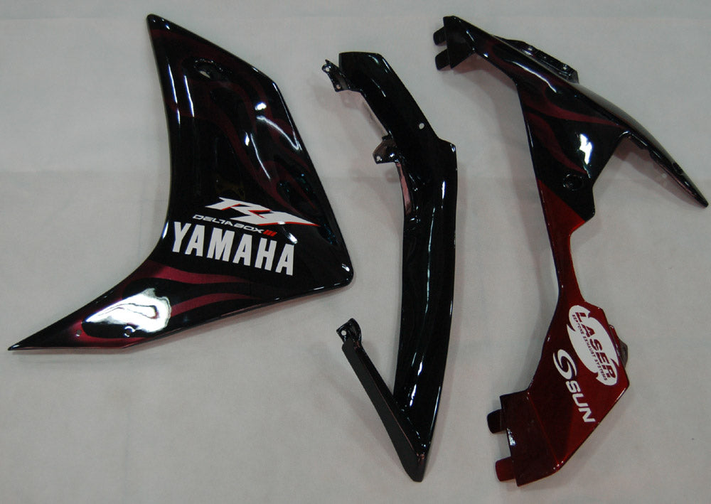 2007-2008 Yamaha YZF-R1 Carénages de course flamme noire et rouge générique