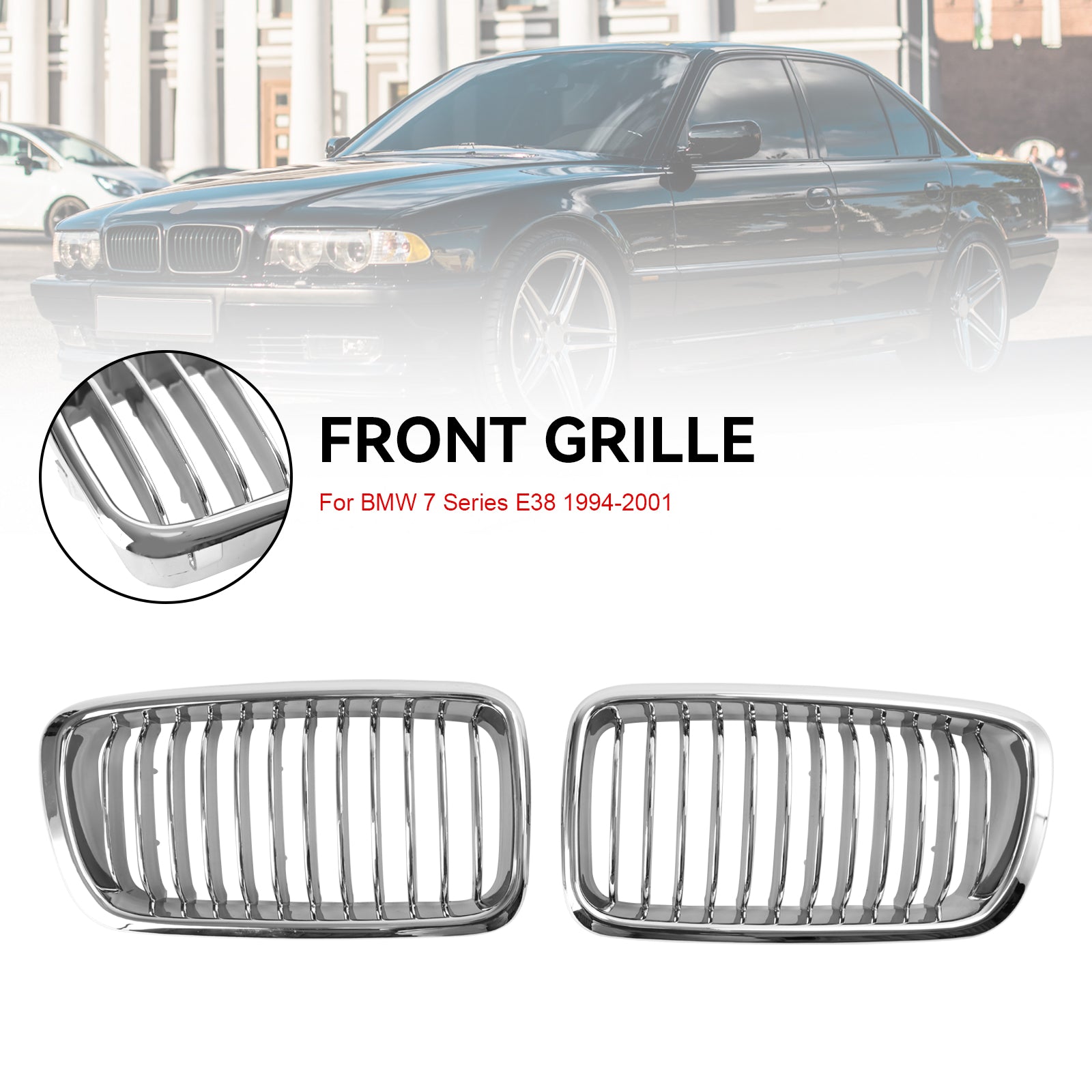 1994-2001 BMW Série 7 E38 Grille de calandre avant chromée 2 pièces