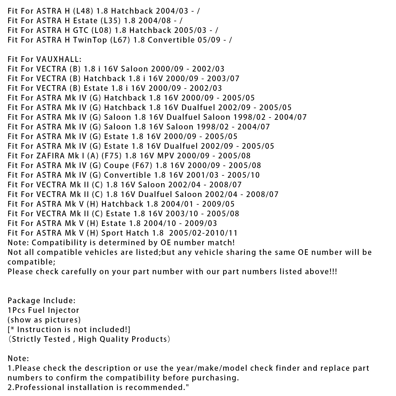 1Pcs Fuel Injector For Vauxhall Astra Vectra Zafira 1.8L 90536149 5WK93151