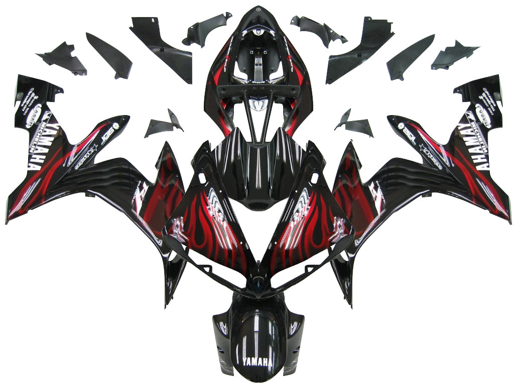 2004-2006 Yamaha YZF-R1 Black & Red Flame Racing Fairings Generic