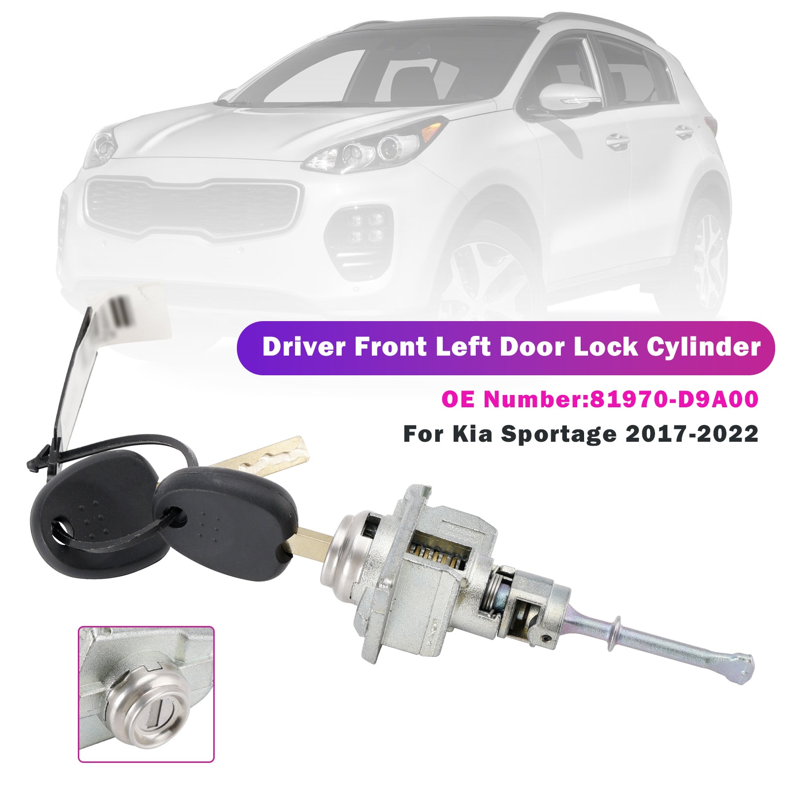 2017-2022 Kia Sportage Driver Front Left Door Lock Cylinder 81970-D9A00