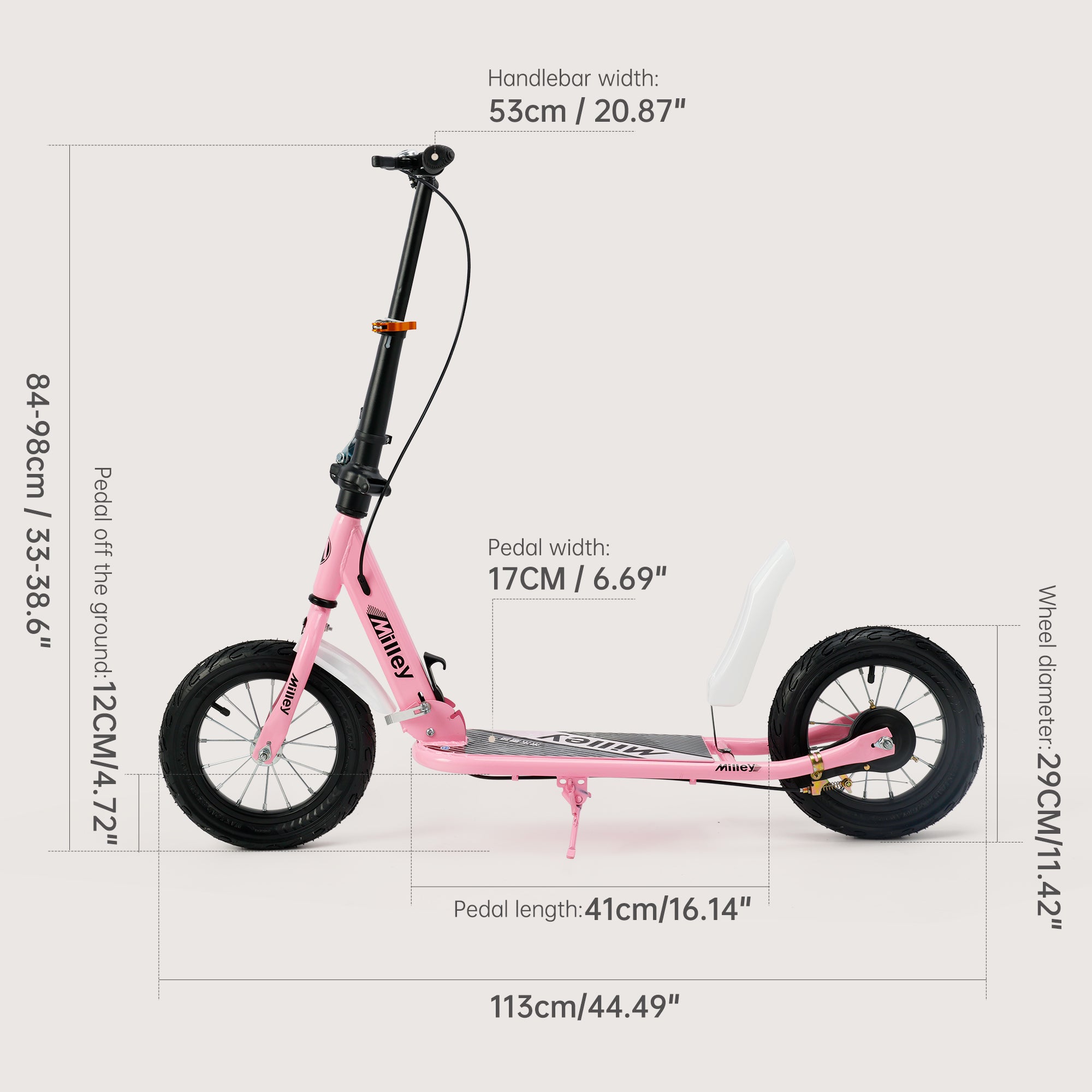 12" Large Smooth Rolling Rubber Air Tires Shock-Absorbing Foldable Commuter Kick Scooter For Adults and Teens