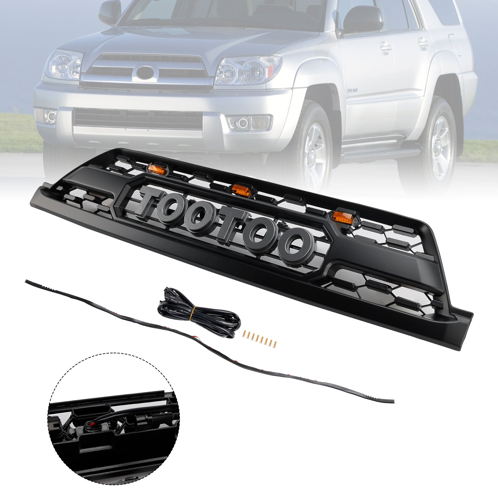 Front Bumper Grill Grille fit Toyota 4Runner 2002-2005 TRD PRO Style W/ LED
