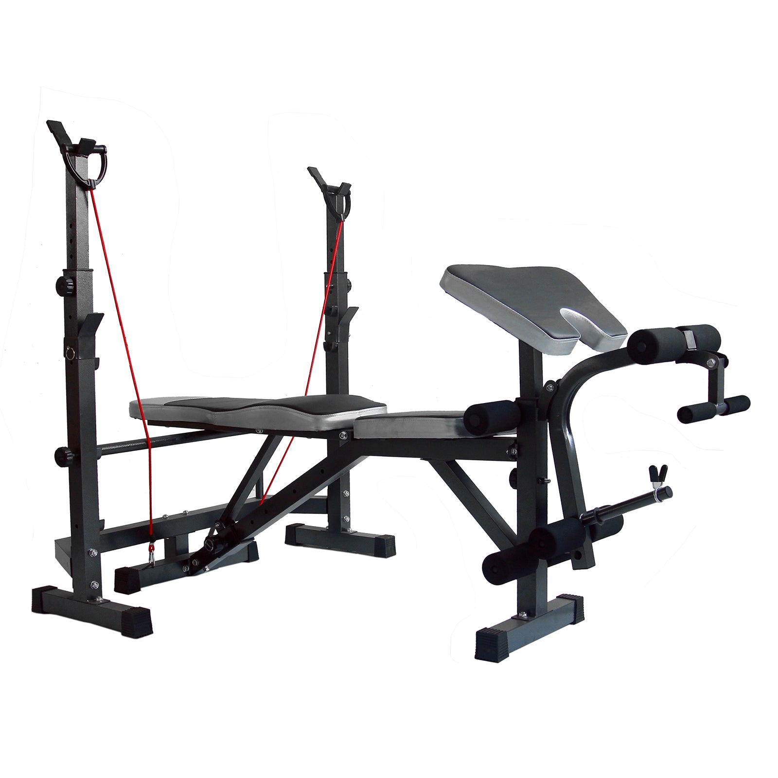 Full Body Workout Adjustable Weight Bench Folding Bench Press W/Barbell Rack