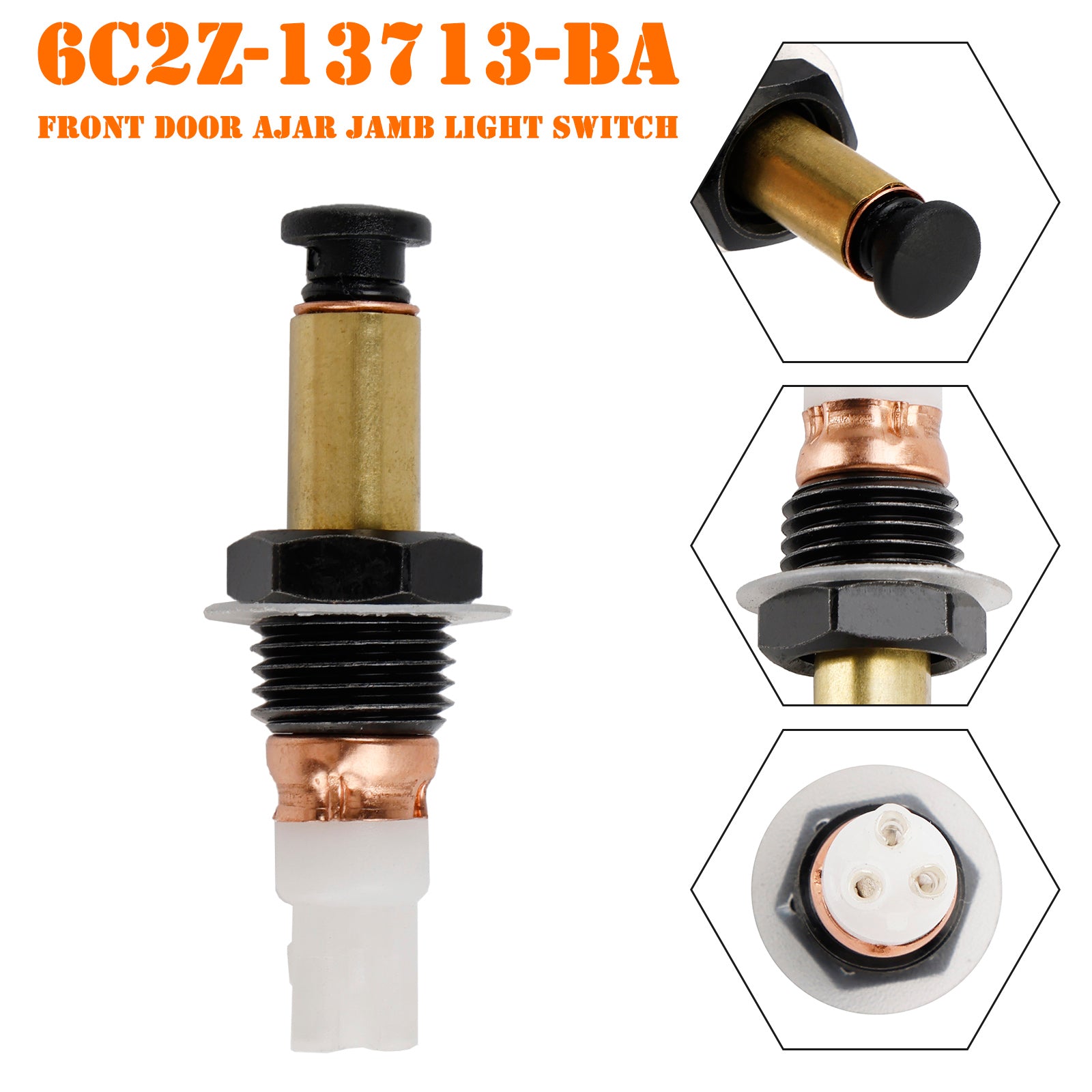 Front Door Ajar Jamb Light Switch 6C2Z-13713-BA for Ford F-150 F-250 F-350