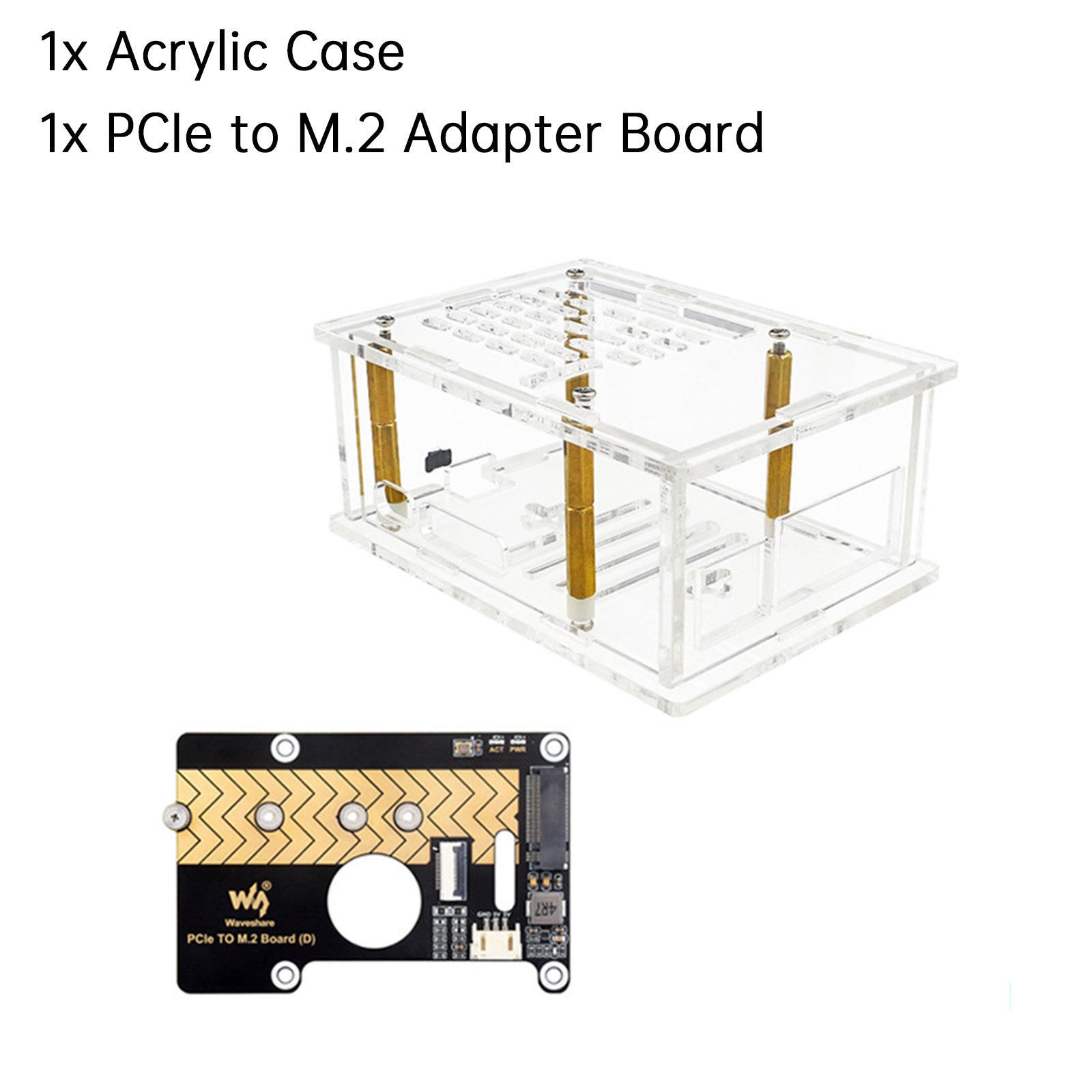 Raspberry Pi5 PCI-E Adapterbehuizing PCIe naar M.2 Adapterkaart Acrylboxradiator