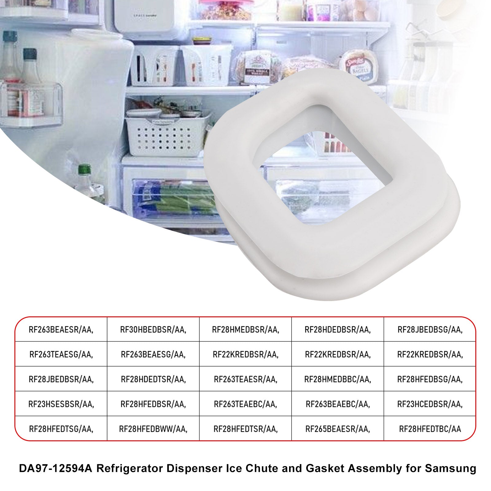 DA97-12594A Refrigerator Dispenser Ice Chute and Gasket Assembly for Samsung