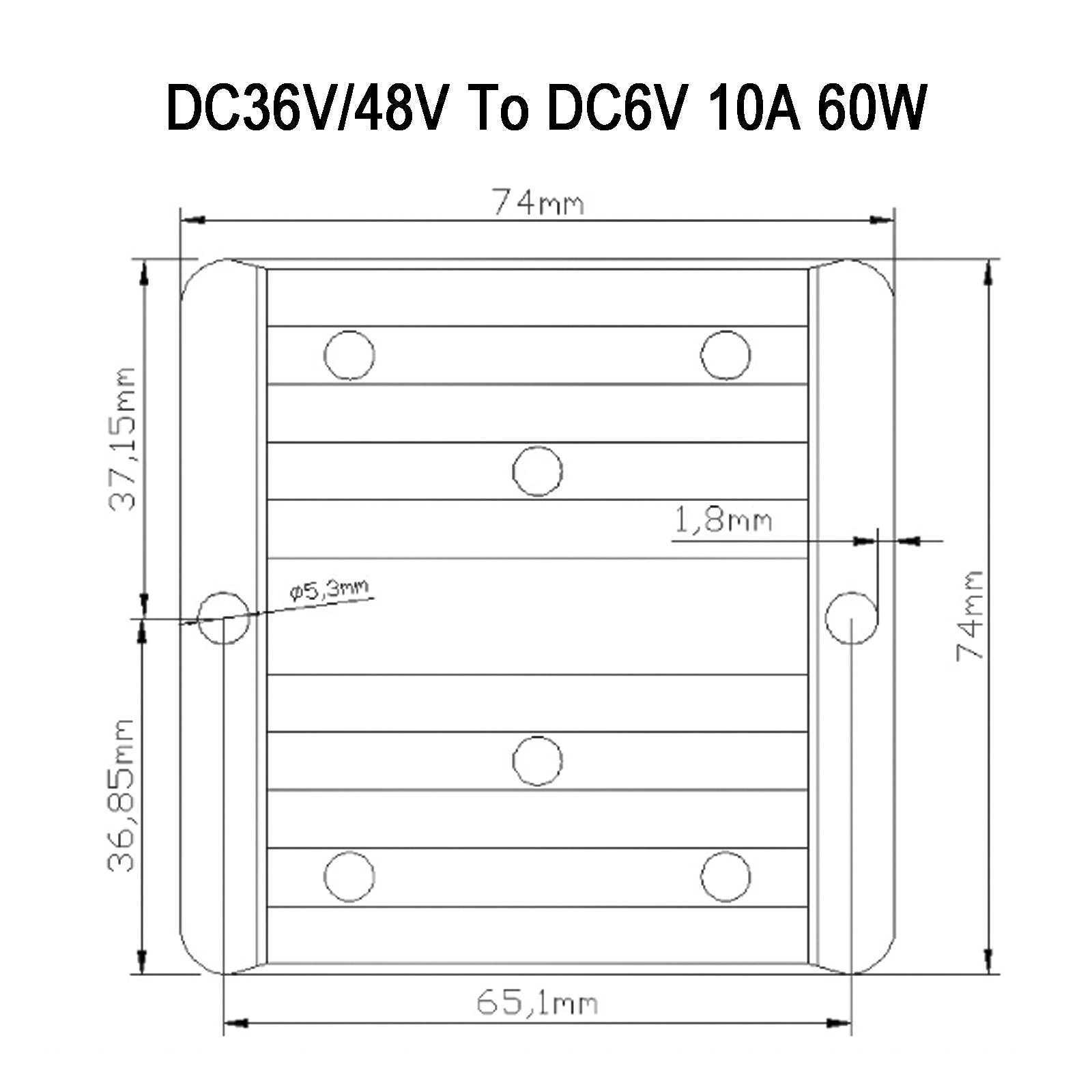 Régulateur de convertisseur d'alimentation abaisseur étanche DC 36V/48V à 6V 60W 10A