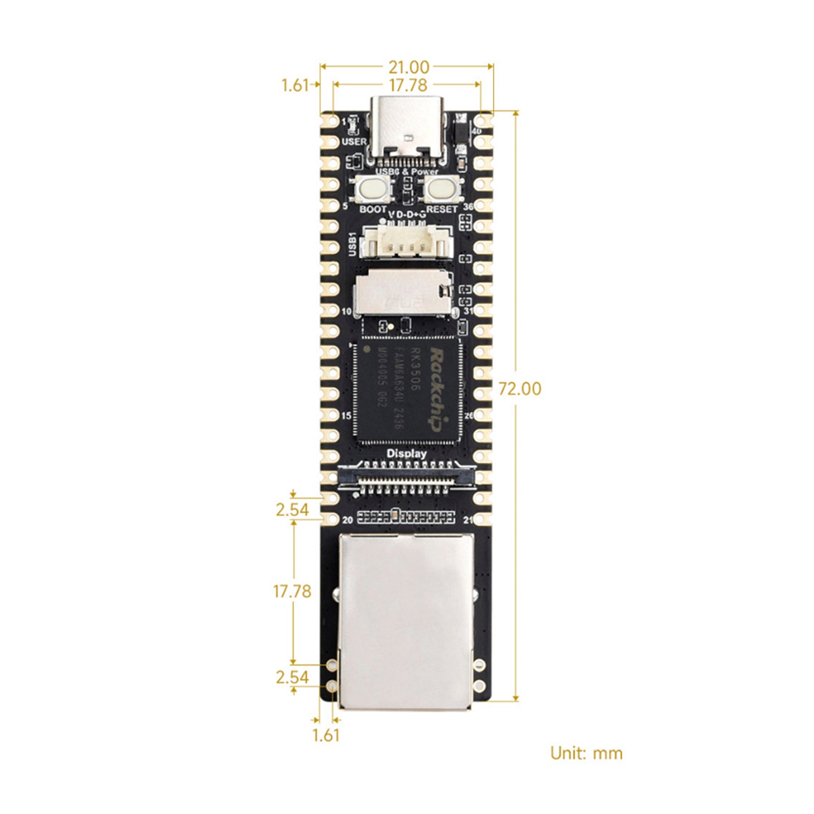 Luckfox Lyra Plus Linux Development Board RK3506G2 Chip RJ45 Netwerkpoort 128MB
