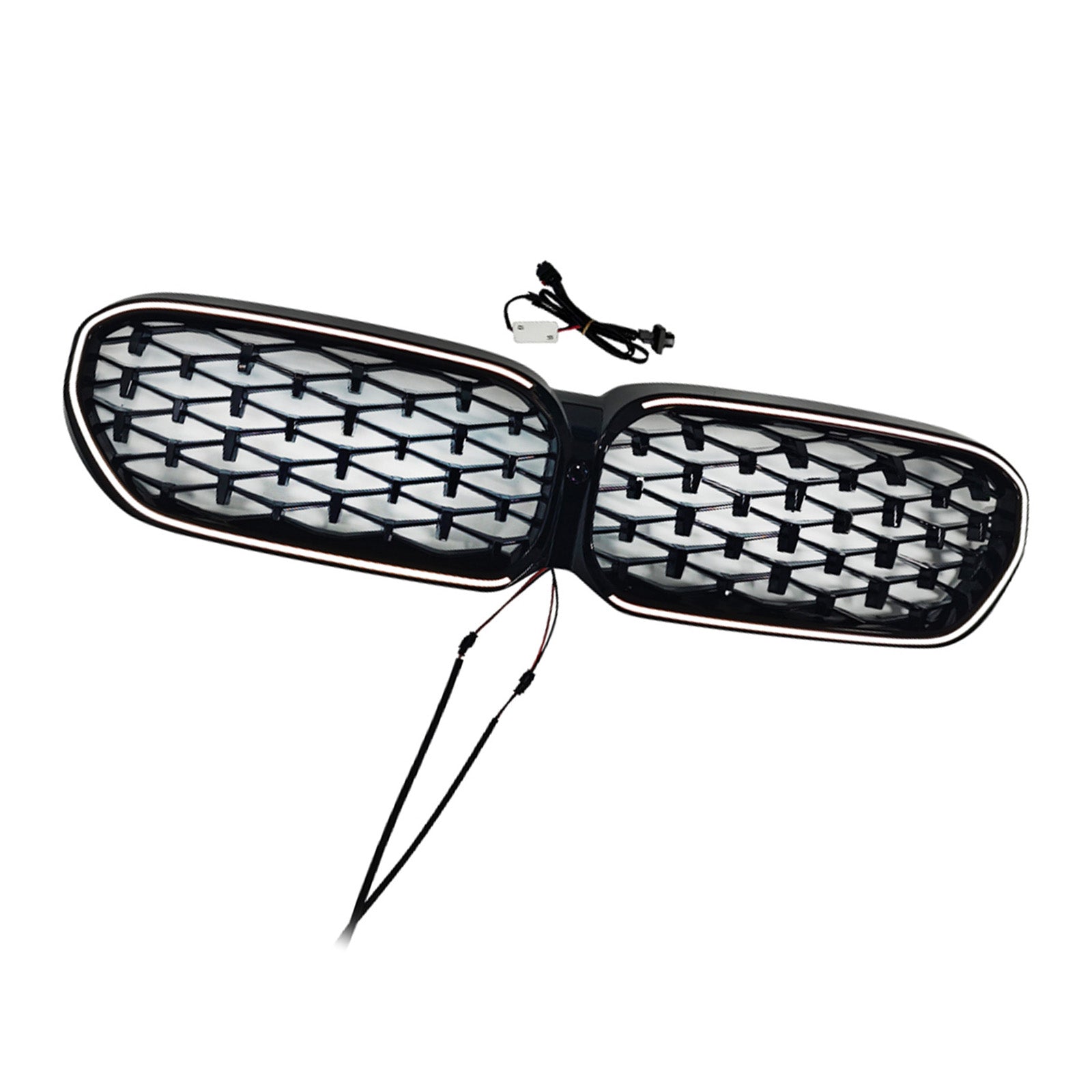 Diamond Front Kidney Grill Grille Fit BMW 5 Series G30 G38 2021-2024 Black