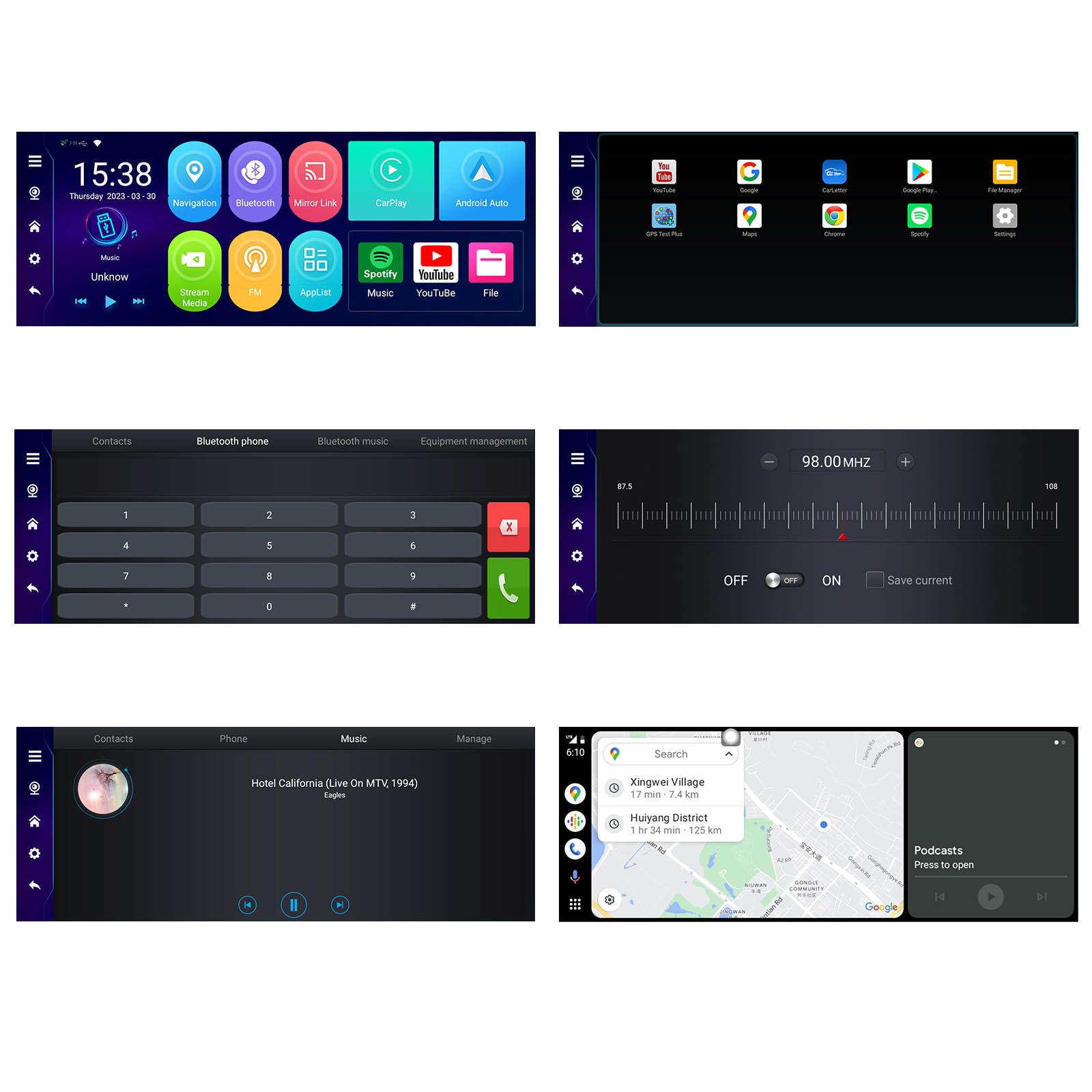 10.26" Draagbare Bluetooth-autonavigatie Draadloze CarPlay HD Groot touchscreen