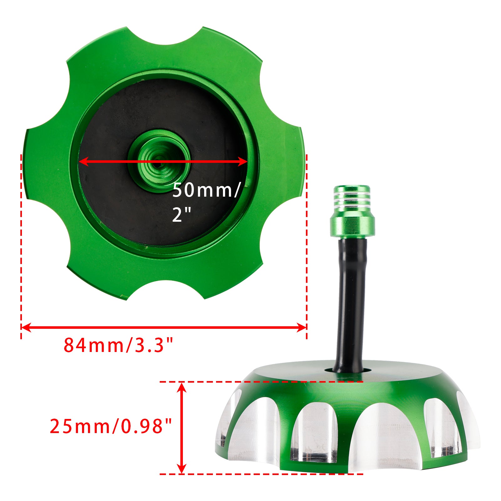 Aluminum Fuel Tank Cap w/Vent Green For Kawasaki KX65 KX85 KX100 KX125 2000-2013