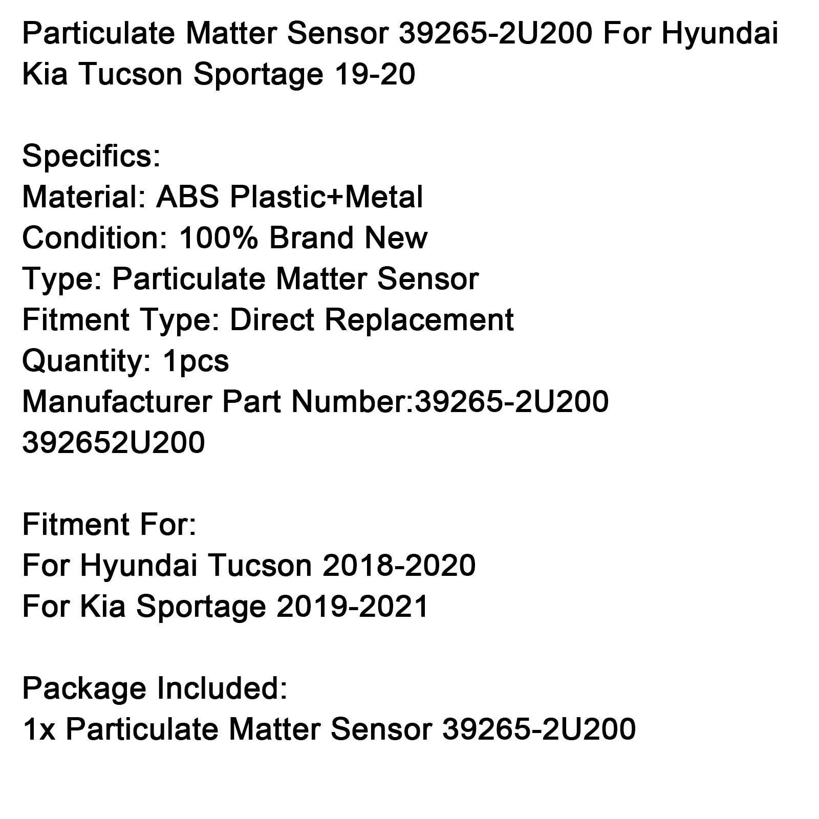 2018-2020 Senzor tucsonu Hyundai Tucson 39265-2U200