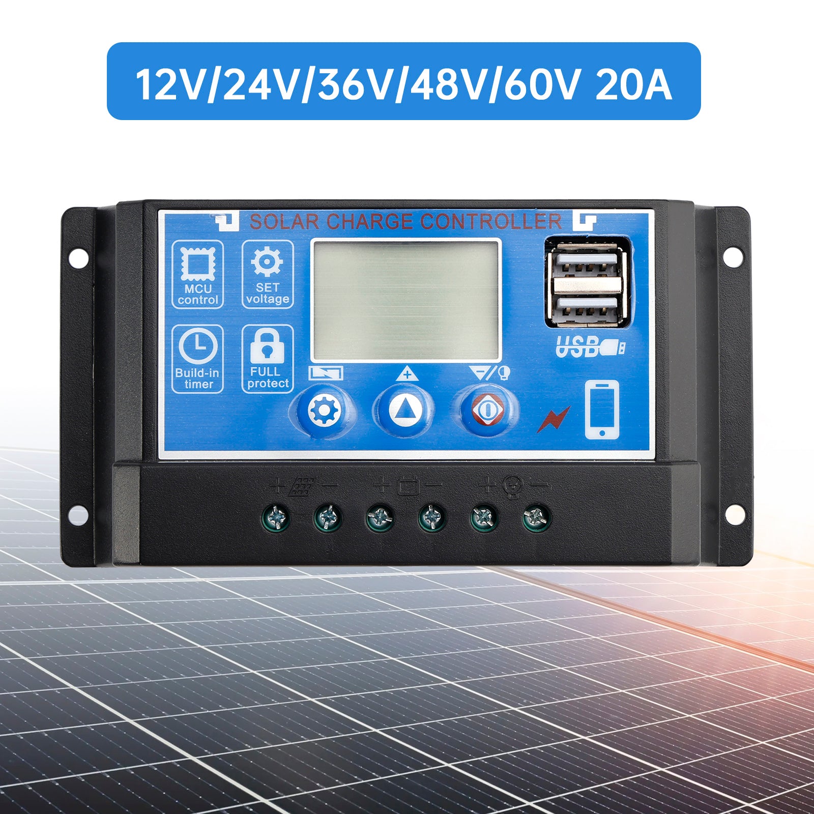 12V-60V PWM Solar Controller Weergave huidige zonne-straatverlichting Controle 0V Start