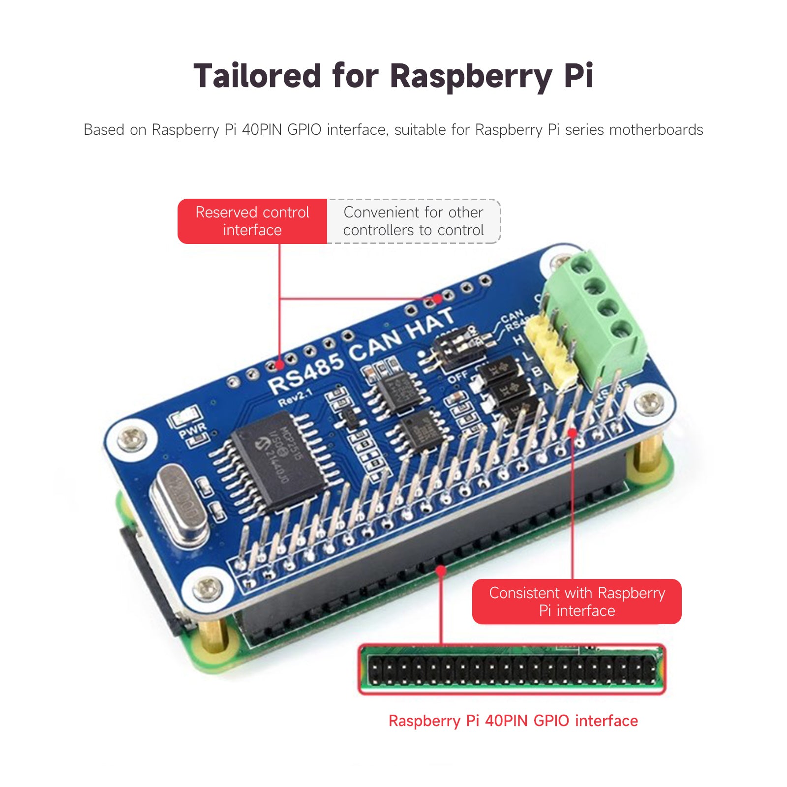 Raspberry Pi RS485 Kan uitbreidingskaart Automatische omschakeling van de status van de zendontvanger