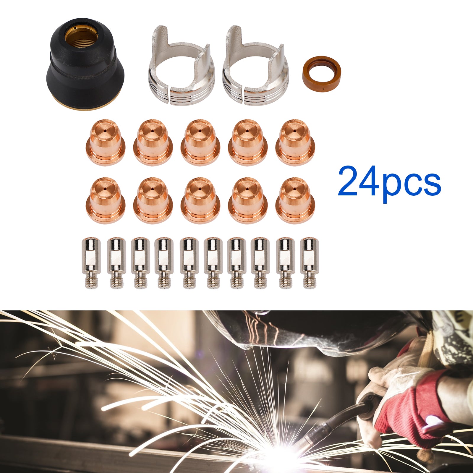 Consommables d'électrode de pointe de torche de découpe Plasma IPT40, 24 pièces, pour CUT-55DS CUT-65DS