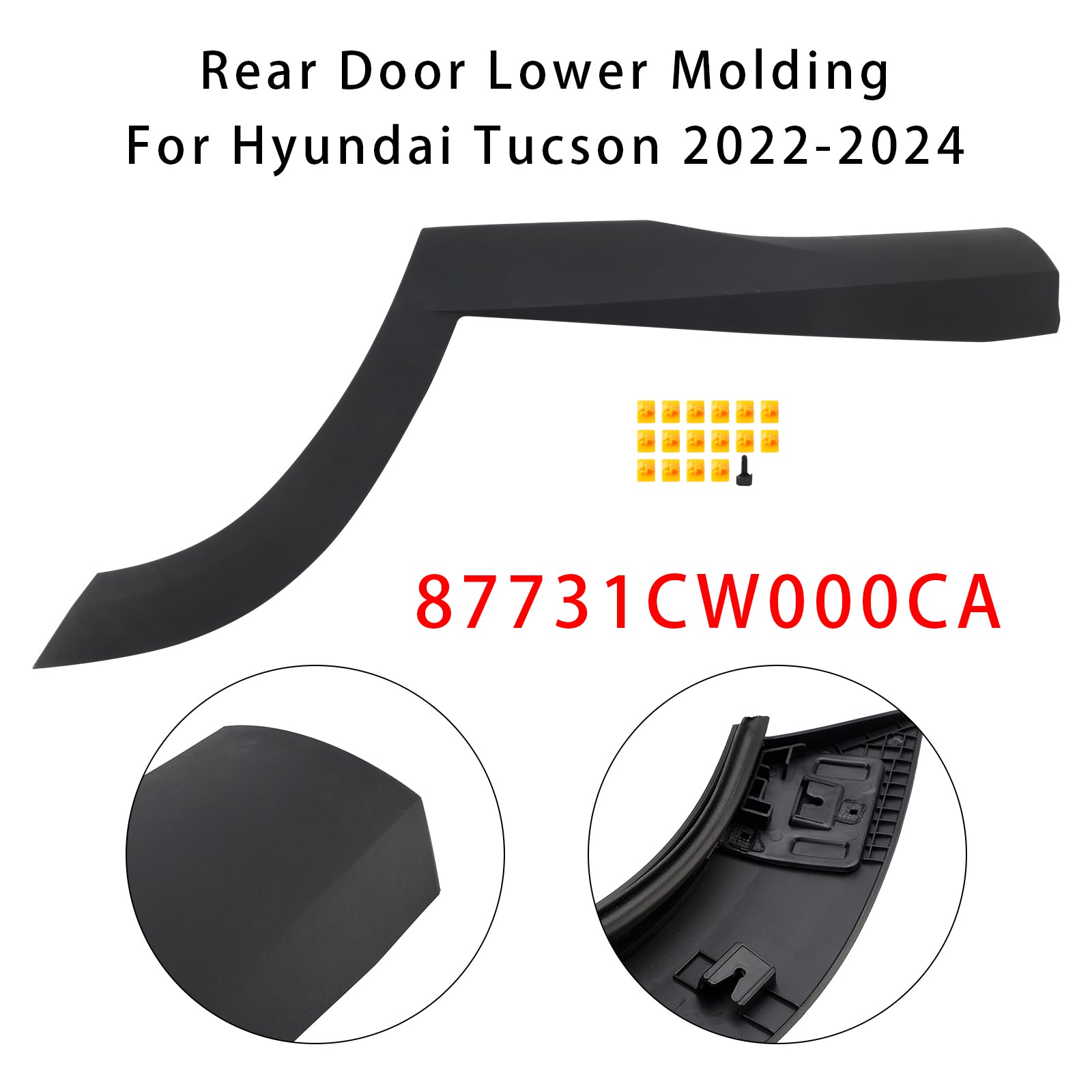Moulure inférieure de porte arrière gauche pour Hyundai Tucson 2022-2024, référence 87731CW000Californie