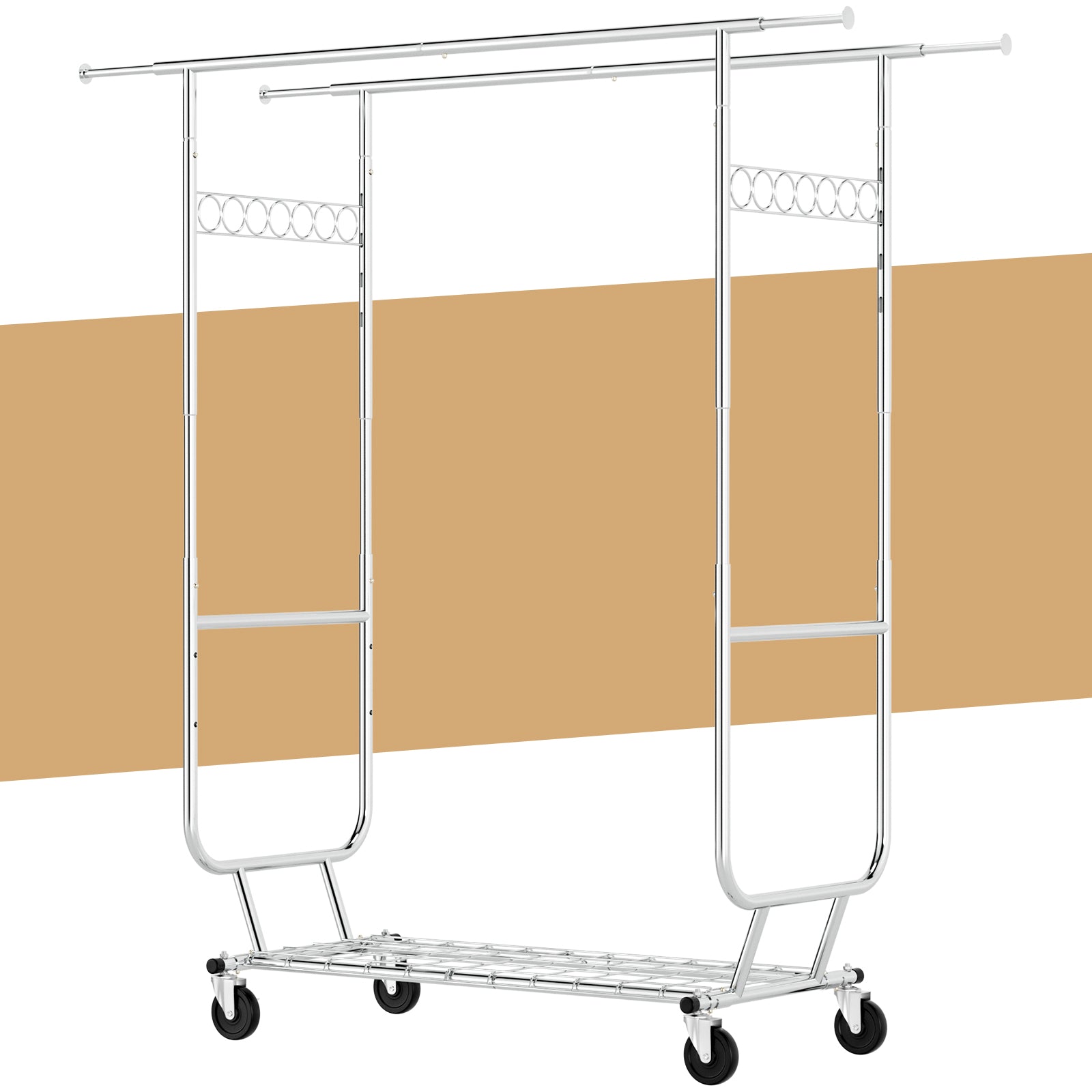 660lbs Clothing Racks with Wheels Heavy Duty Clothes Rack Metal Clothes Storage Portable Closet