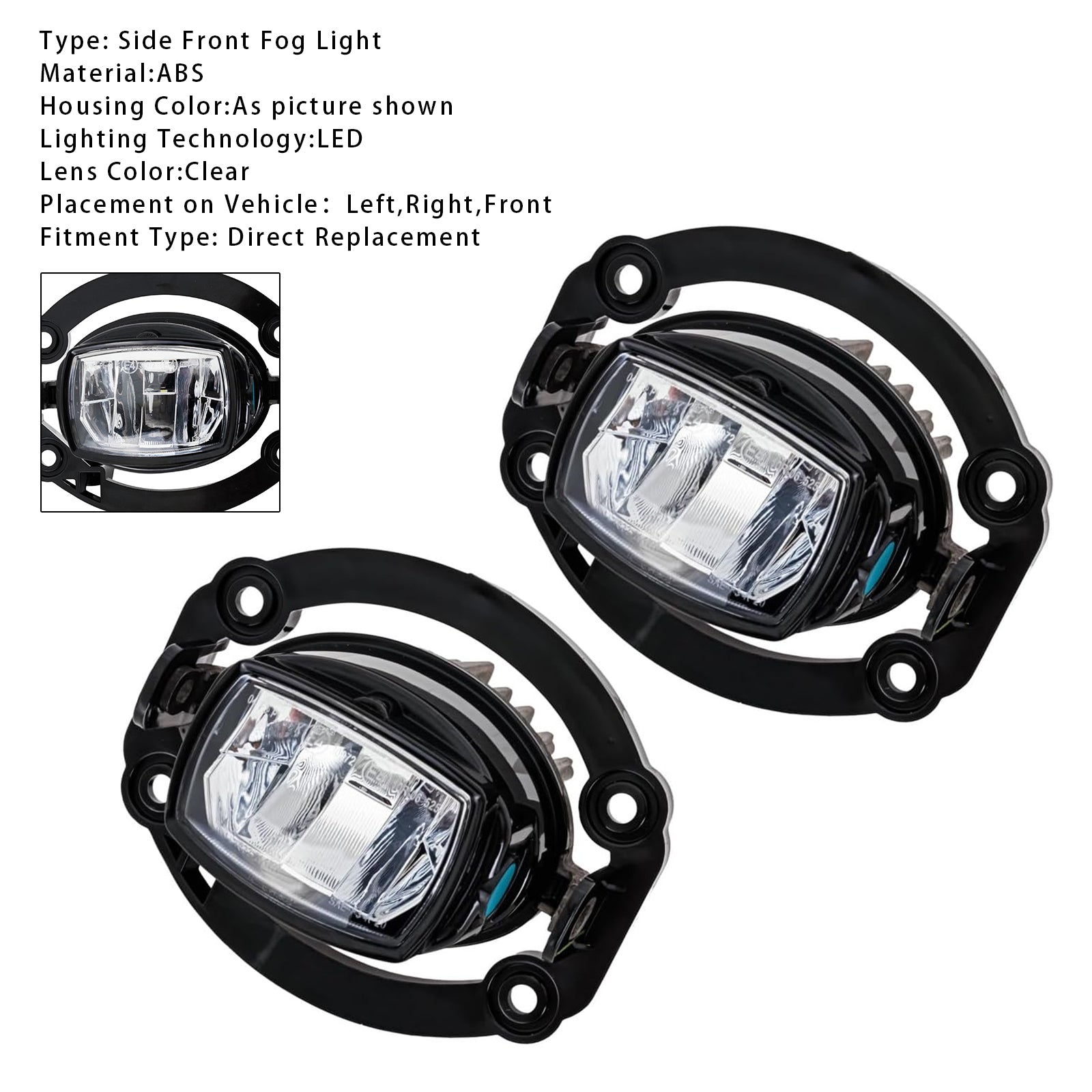 2021-2025 Jeep Compass Pair LED Front Driving Fog Light 68470159AA
