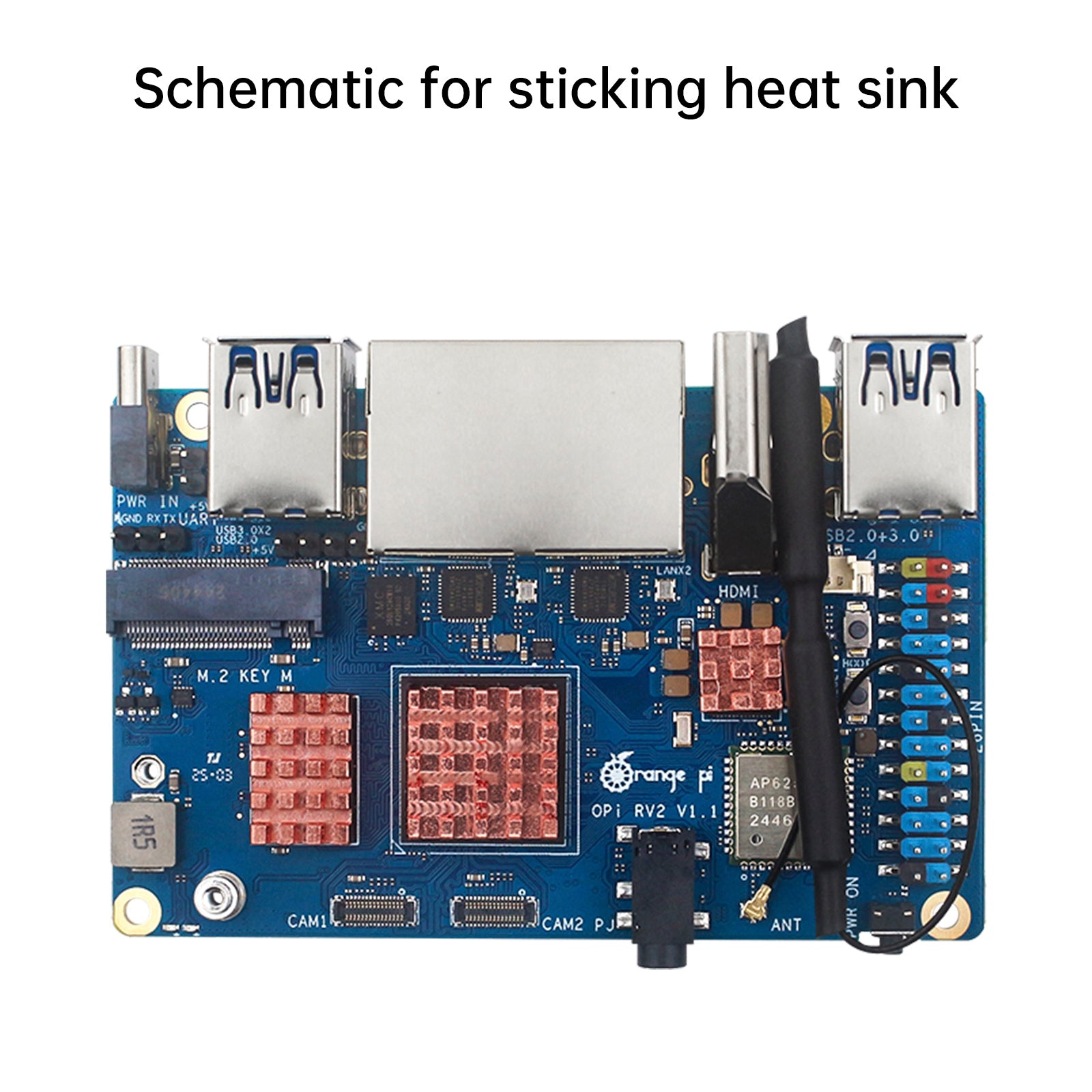 Radiator Orange Pi RV2 Development Board Pure Copper Heat Sink Adhesive Cooler