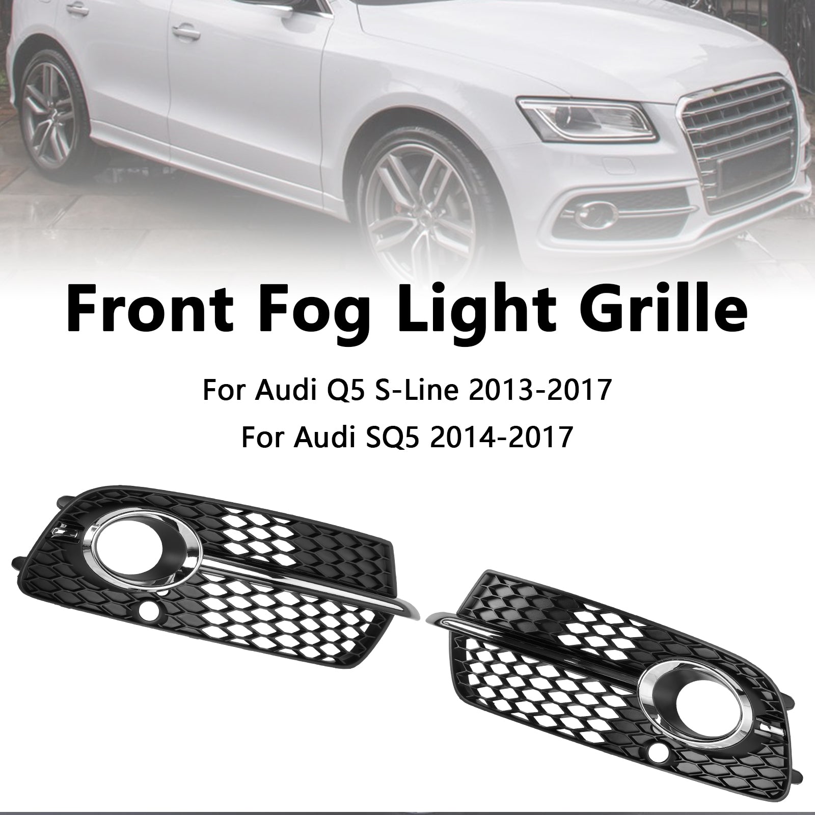 Calandre de phare antibrouillard pour pare-choc avant, compatible avec Audi Q5 s-line SQ5 2013 – 2017, noir chromé