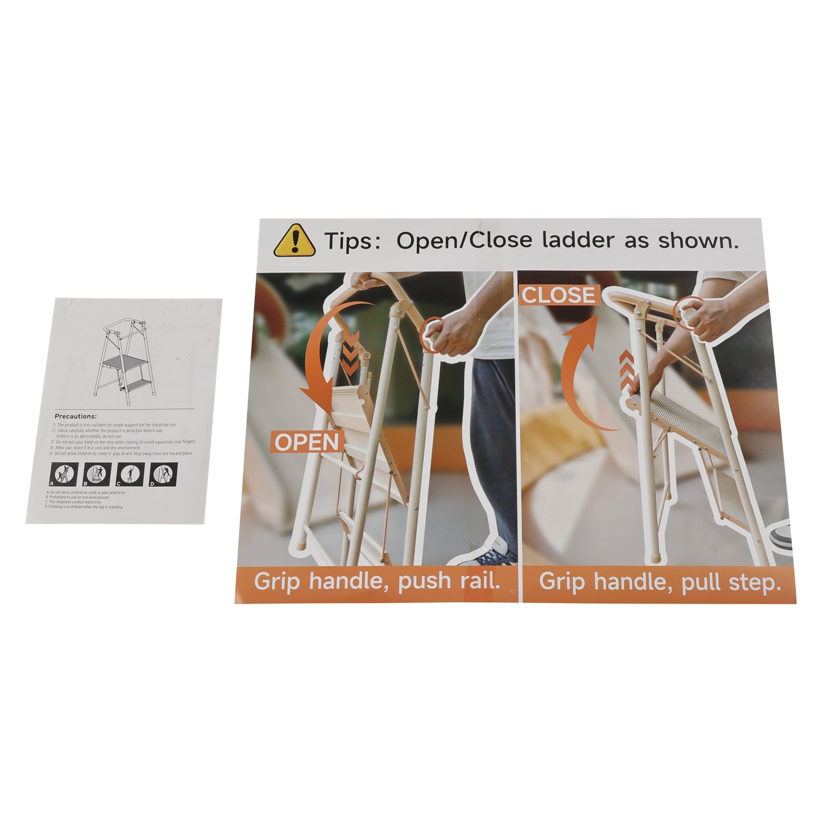 2-staps keukenstepper opklapbare opstapkruk voor volwassenen, opklapbaar voor kinderen