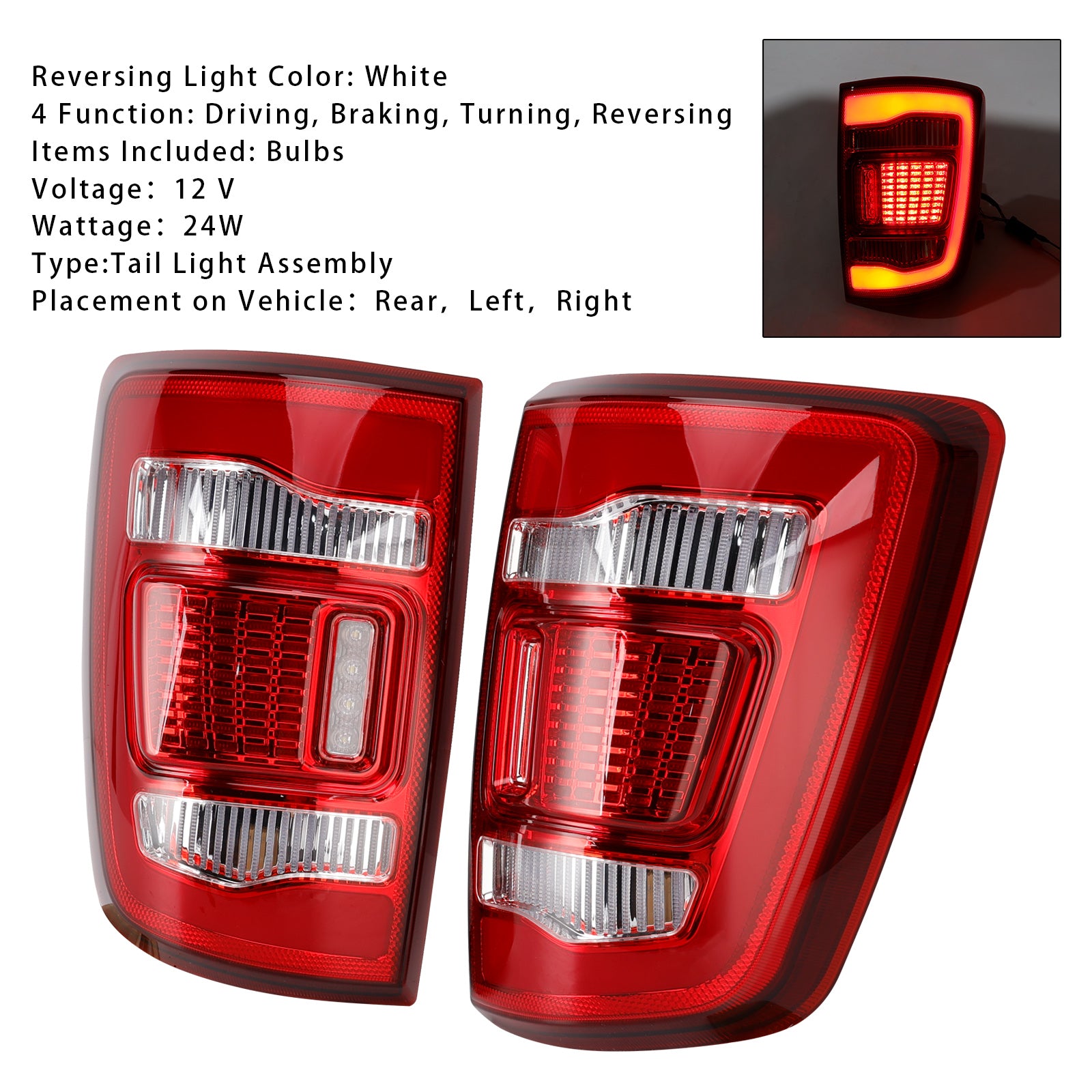 2009-2018 Dodge Ram 1500 Left+Right LED Tail Light Assembly