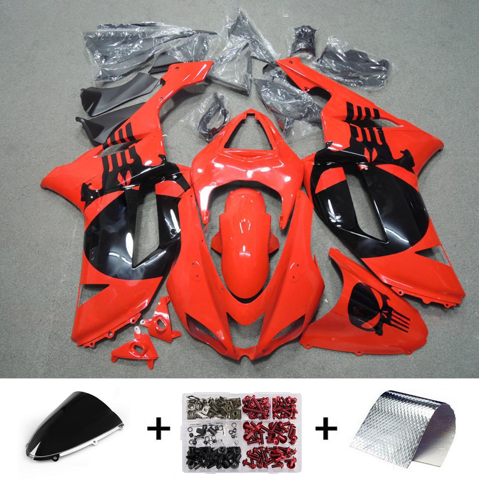 Injection Fairing Kit Bodywork Plastic ABS fit For Kawasaki ZX6R 636 2007-2008