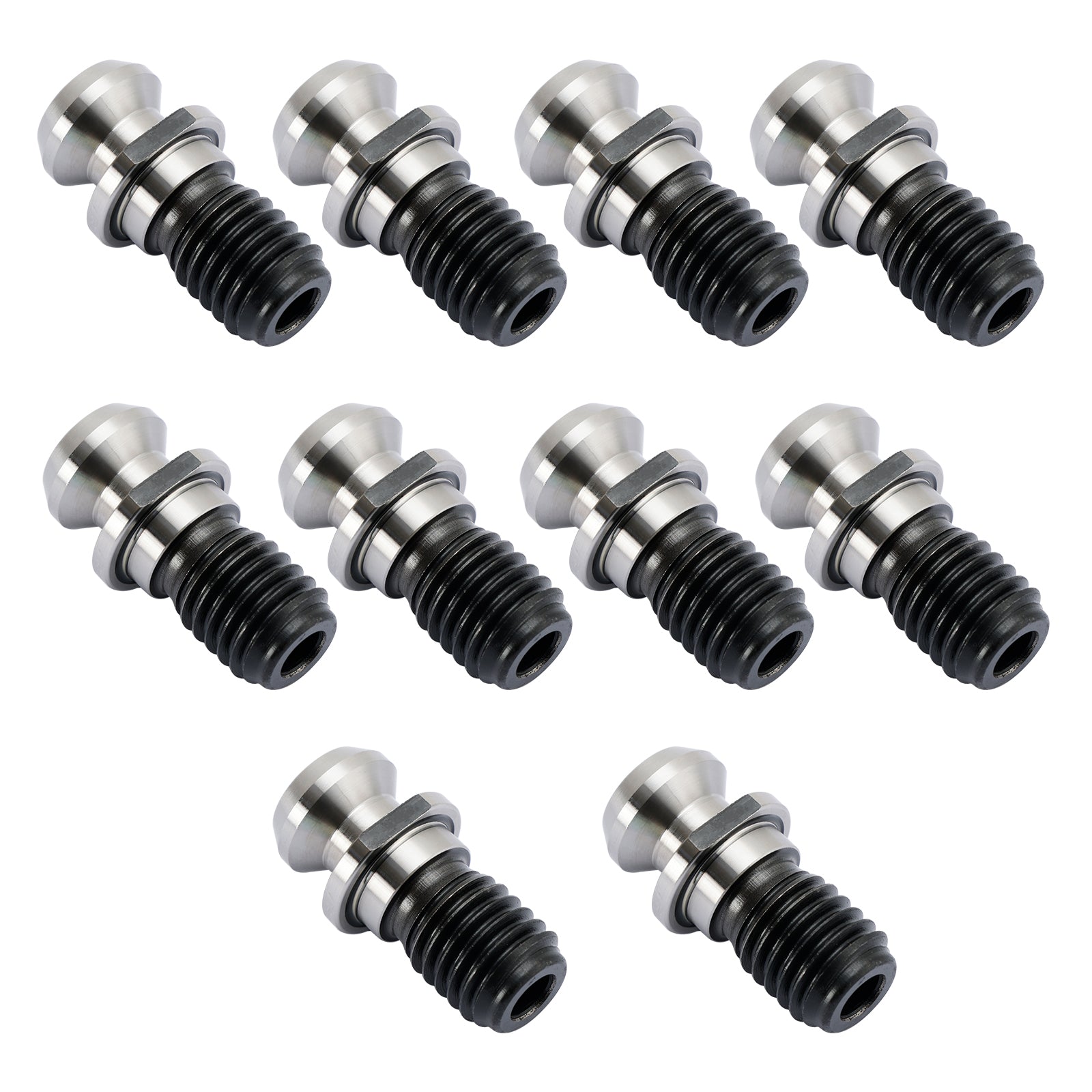 10 Pcs CAT40 45° 0.740" Pull Stud Retention Knob Fits Mazak Fadal CNC Silver