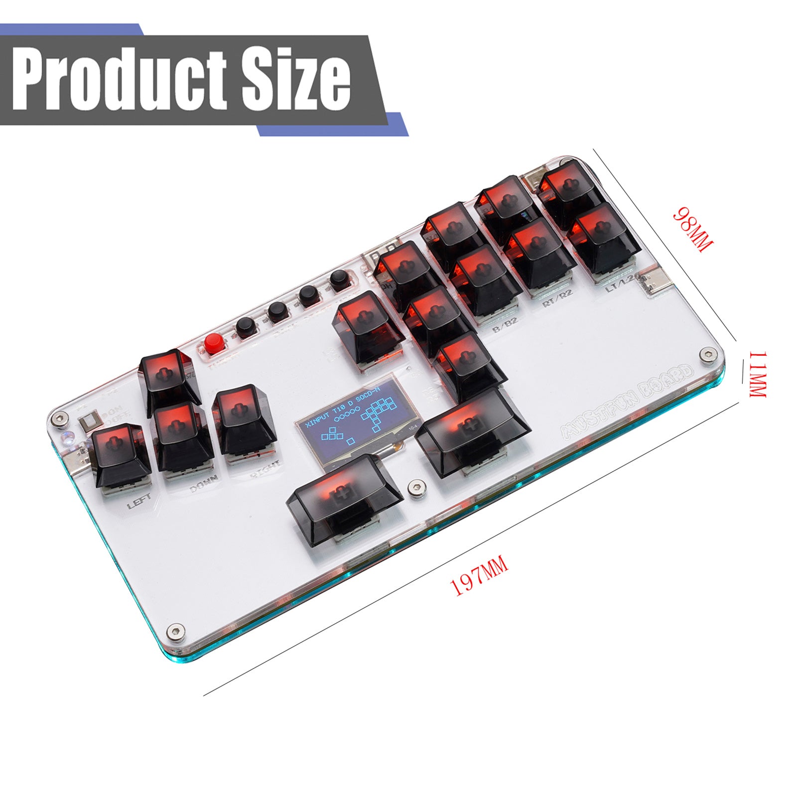 Mustfun hitbox Mini Stickless Controller vhodný pre PC/PS3/PS4/Switch atď.