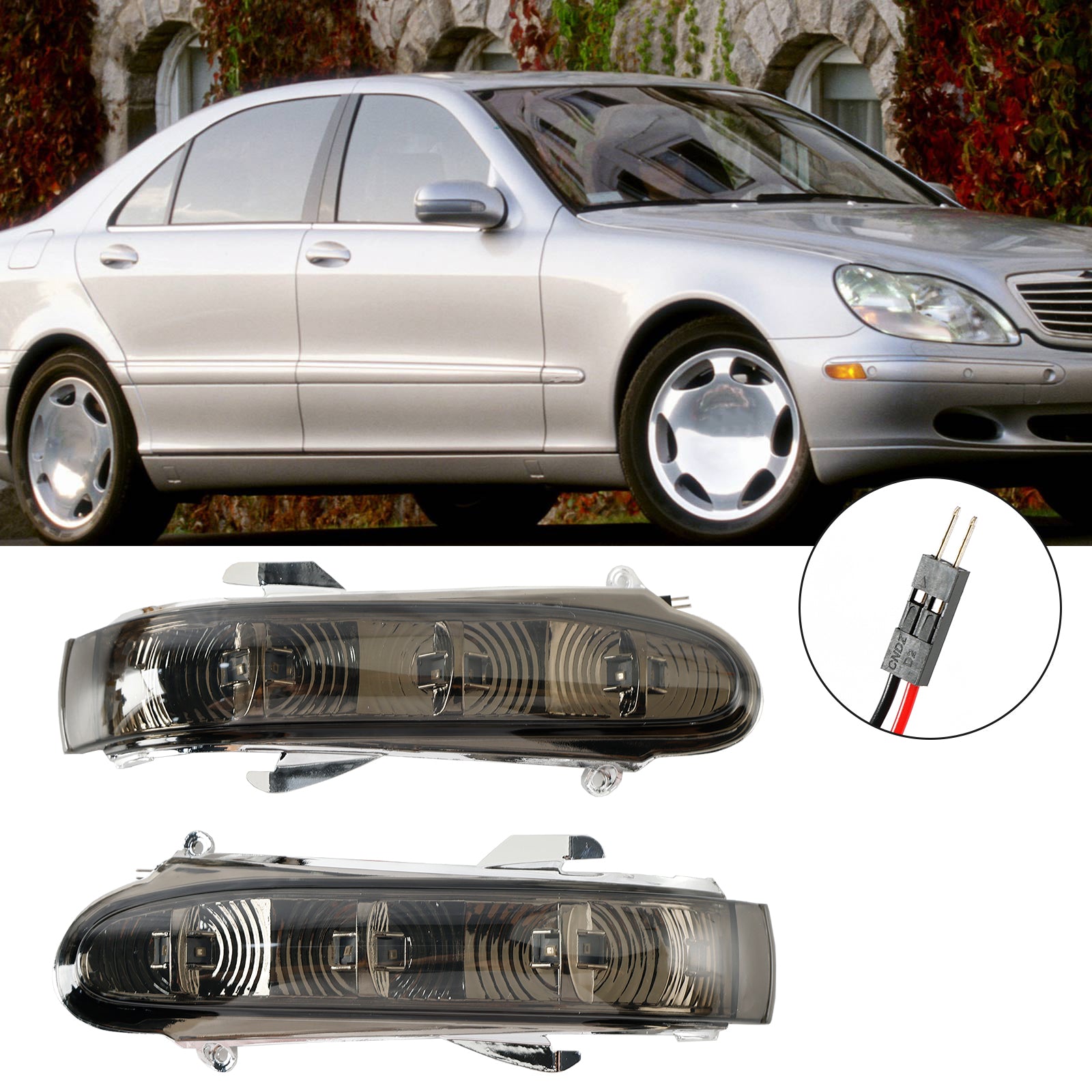 Paire de clignotants à LED pour rétroviseurs latéraux pour Benz SW220 CLW215 1999-2003 Gris