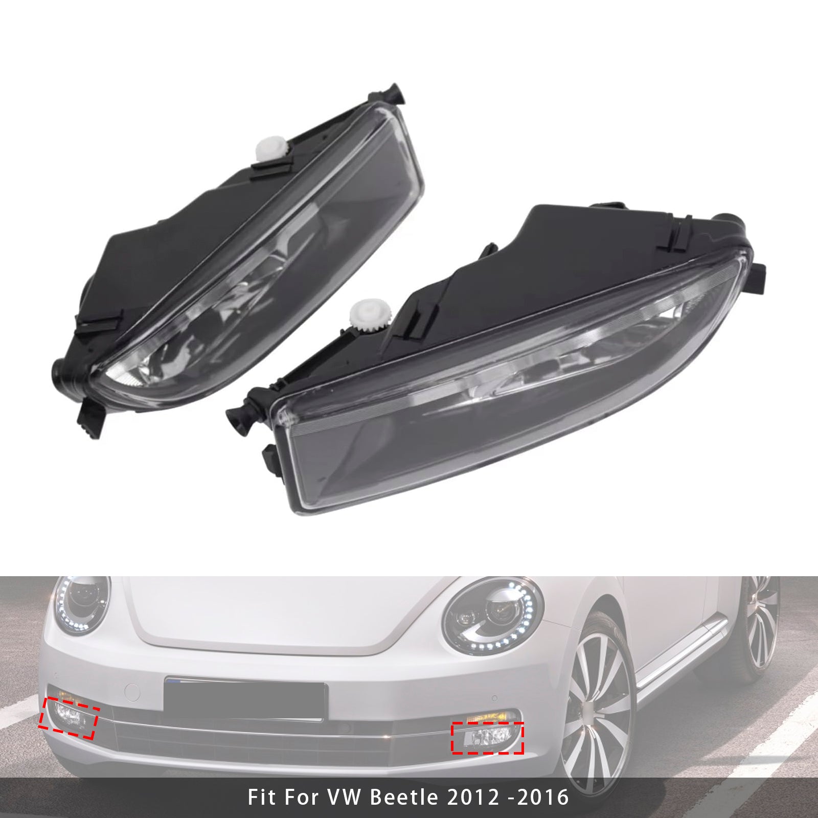 2012-2016 VW Beetle Pair Front Bumper Fog Lights With Bulbs 5C5941700A