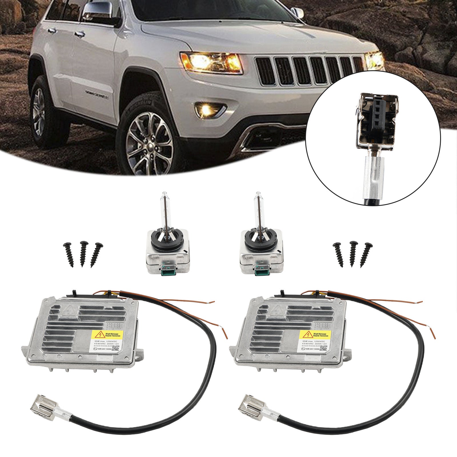 2x Headlight Ballast & D3S Bulb Wire Control Unit For Grand Cherokee 2014-2020