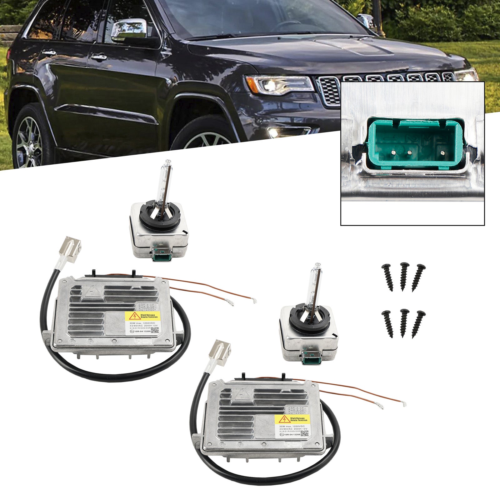 2x Headlight Ballast & D3S Bulb Wire Control Unit For Grand Cherokee 2014-2020