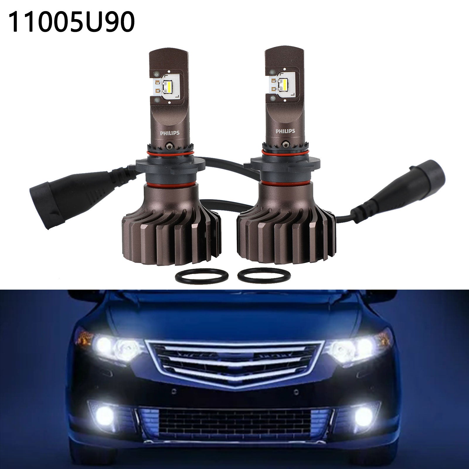 For Philips H1/H3/H7/H11/HB3/4/HIR2 Pro9000 LED Headlight Bulbs +250% 5800K Generic